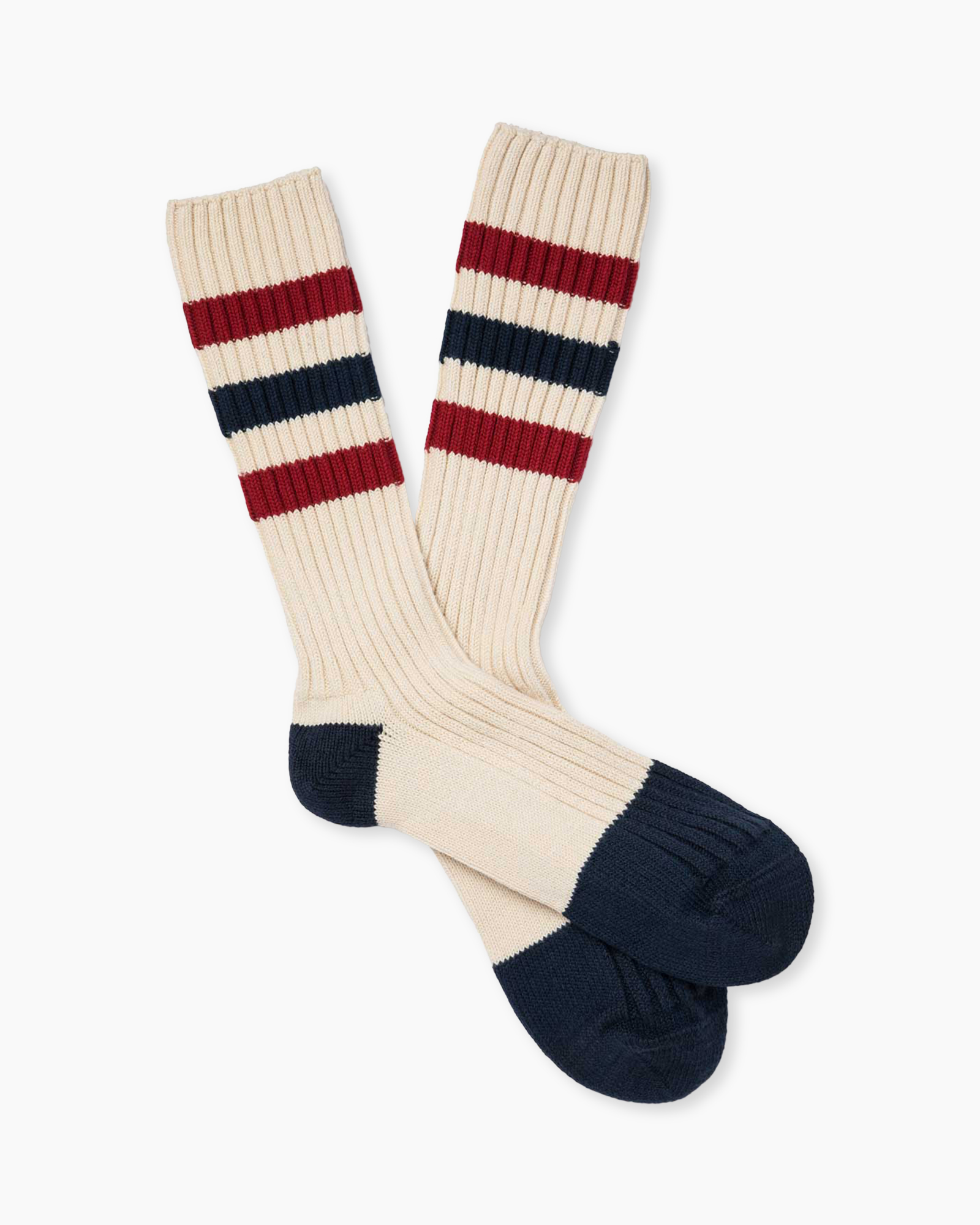 kousen, kouseband, gestreept, knee-high, beige