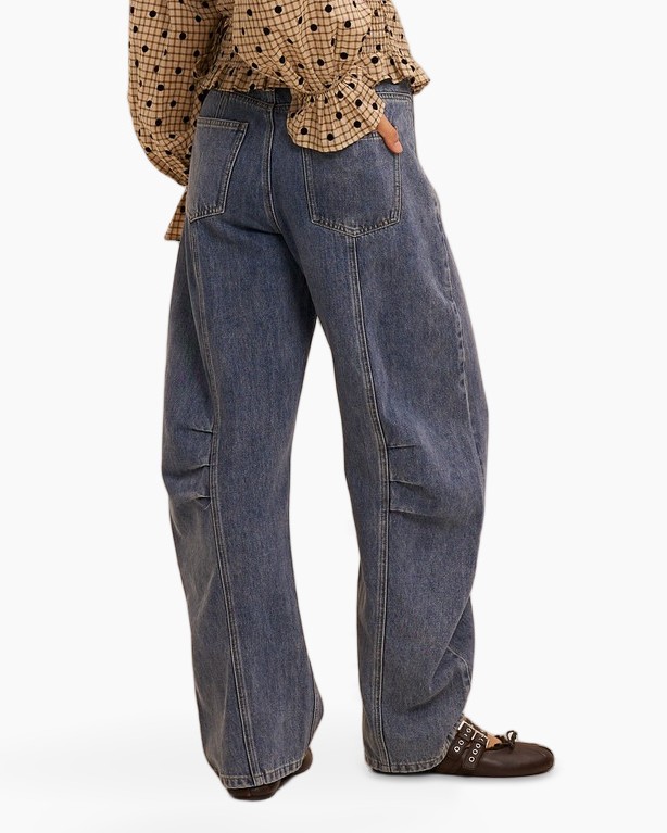 spijkerbroek, wijd uitlopende pasvorm, denim, hoog model, flare/uitlopend