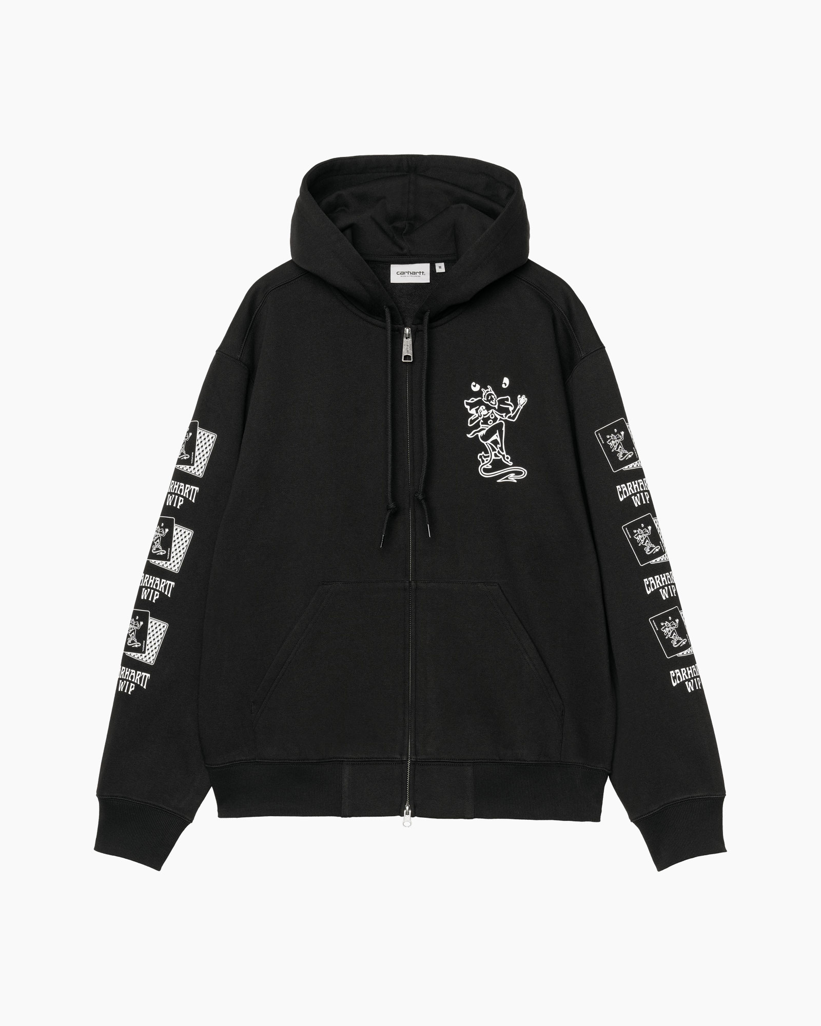 hoodie, rits, zwart, grafisch, lange mouwen