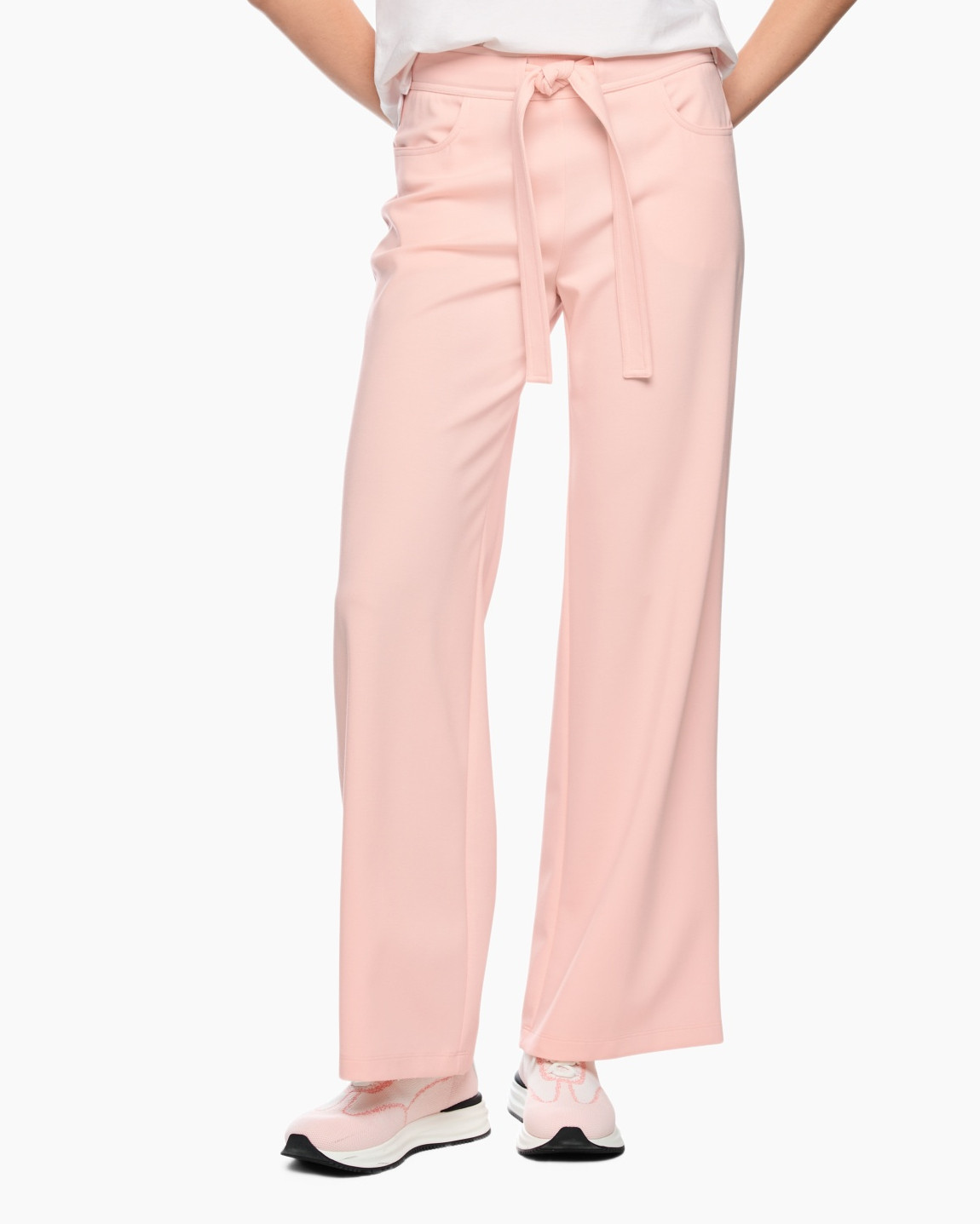 pink pants, wide leg, drawstring, casual pants, pocketed