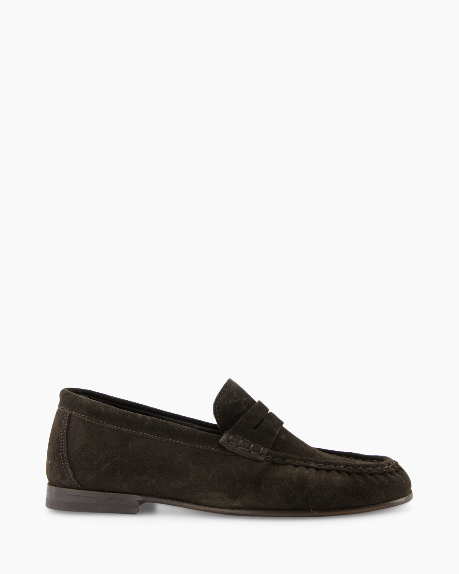 loper, mocassin, slip-on, suede, donker bruin