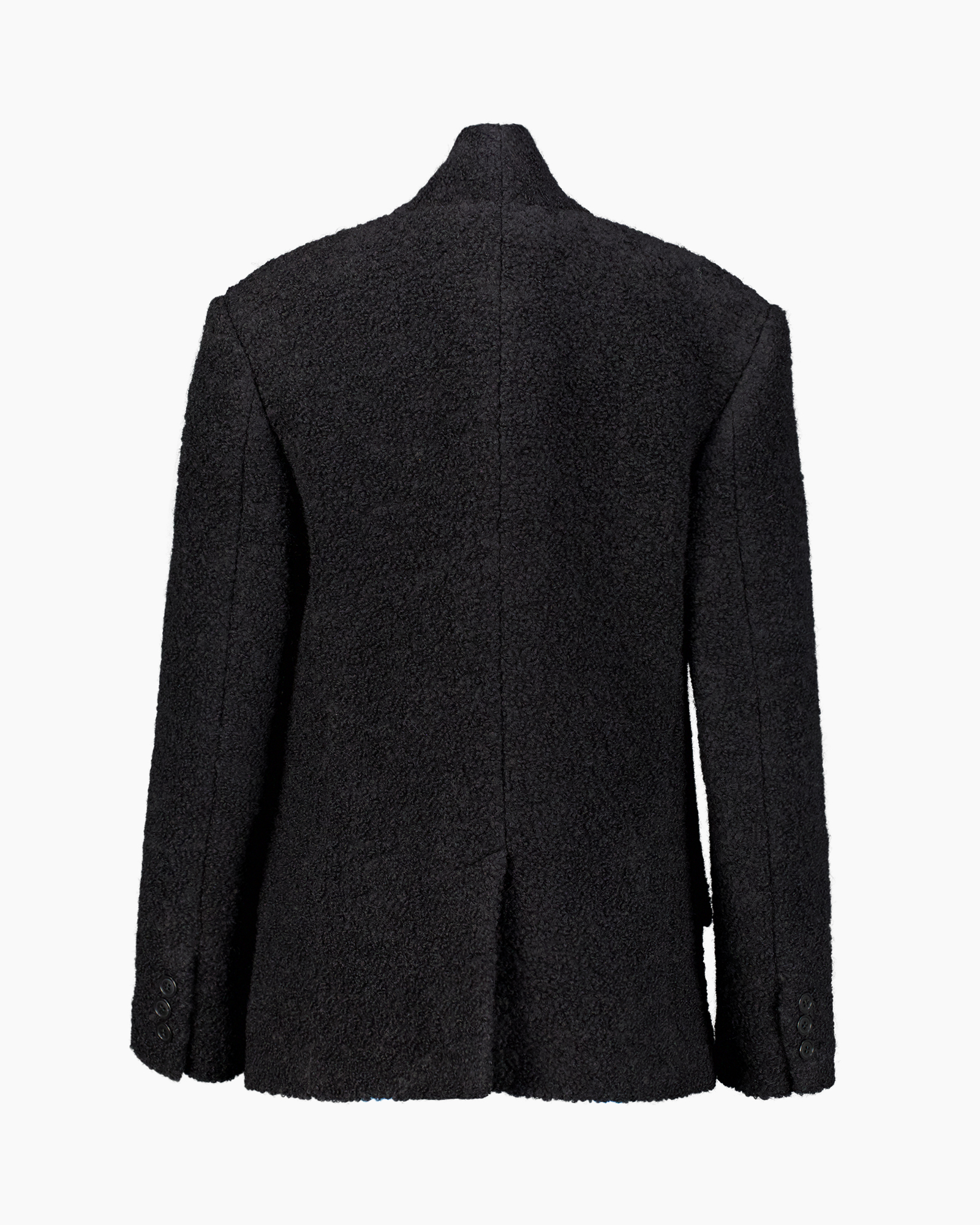 blazer, dubbel-breasted, zwart, bouclé, brede-inkeping