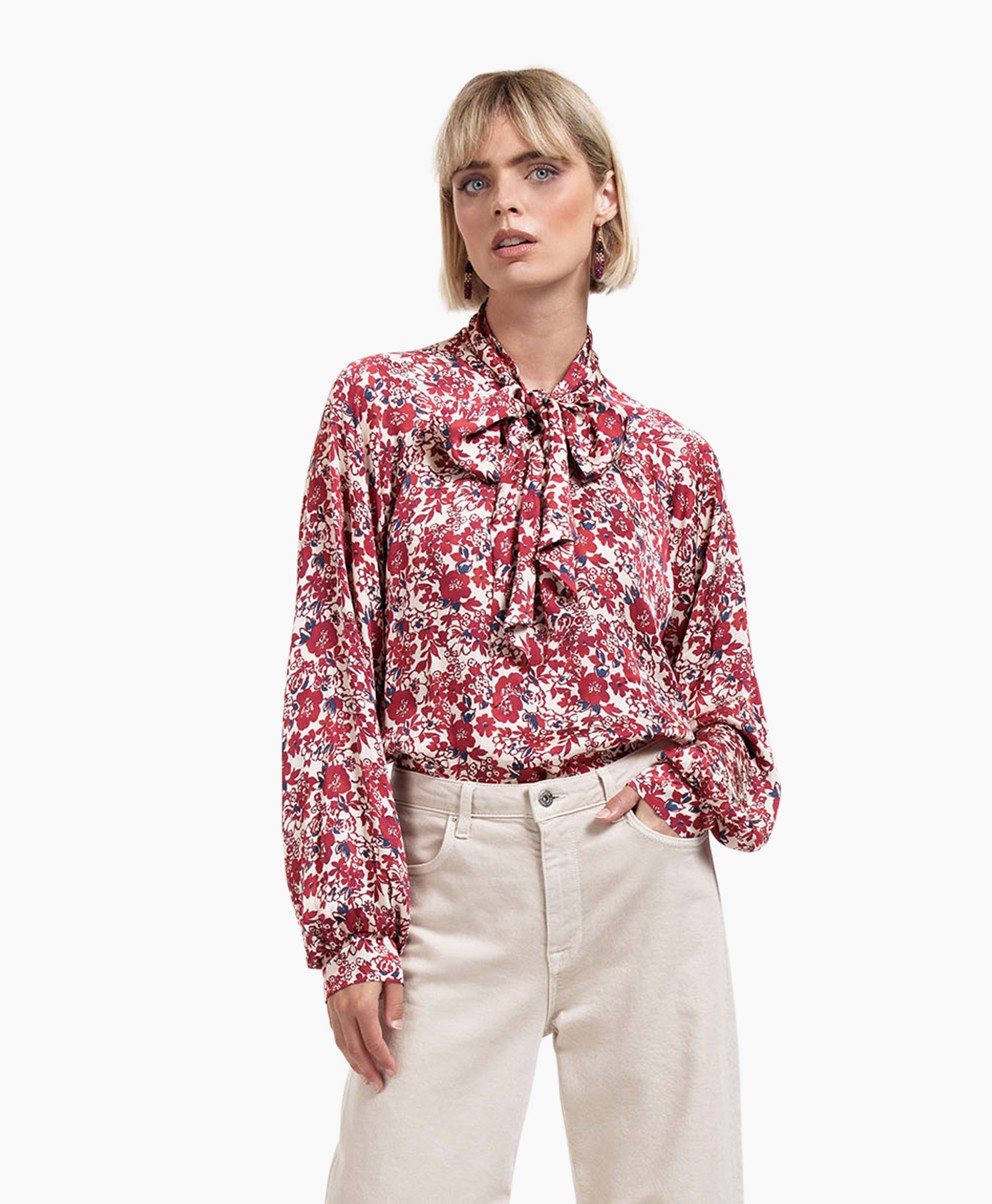 Blouse Frances Flower Satin Blouse Paars
