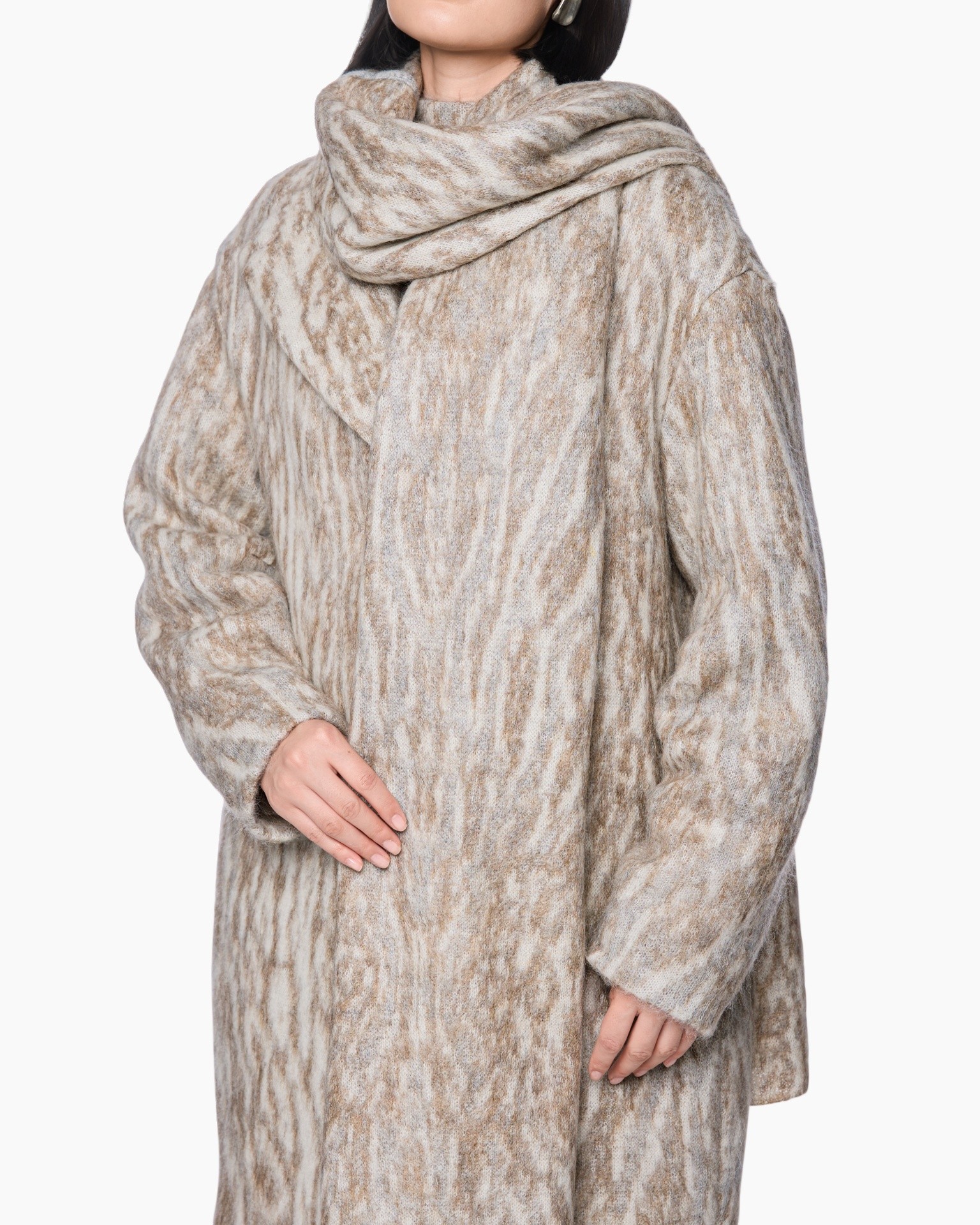 sjaal, wrap, breiwerk, patroon, beige