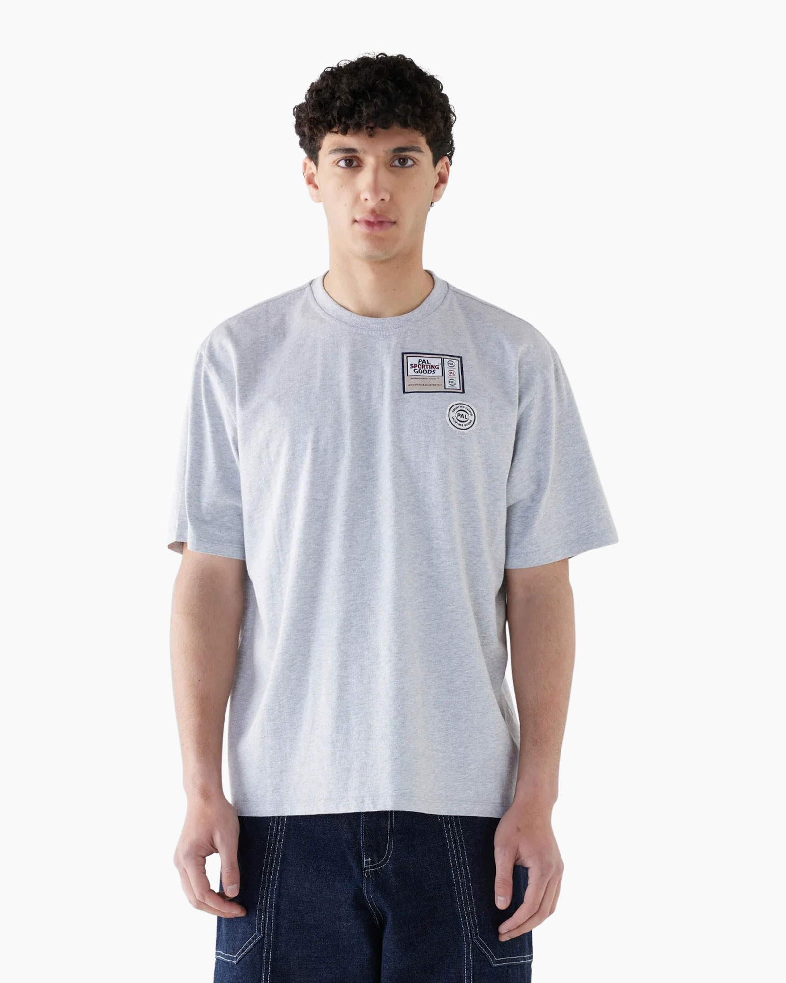 t-shirt, kortemouw, rondhals, grijs, patchlogo