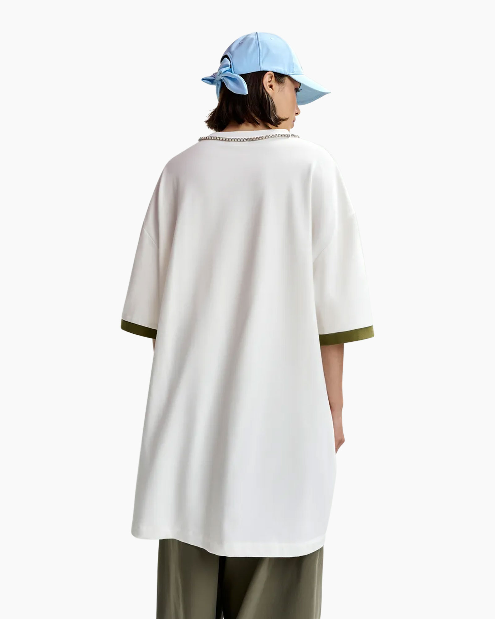 T-shirt, grafisch, oversized, nummers 19 99, olijfgroen