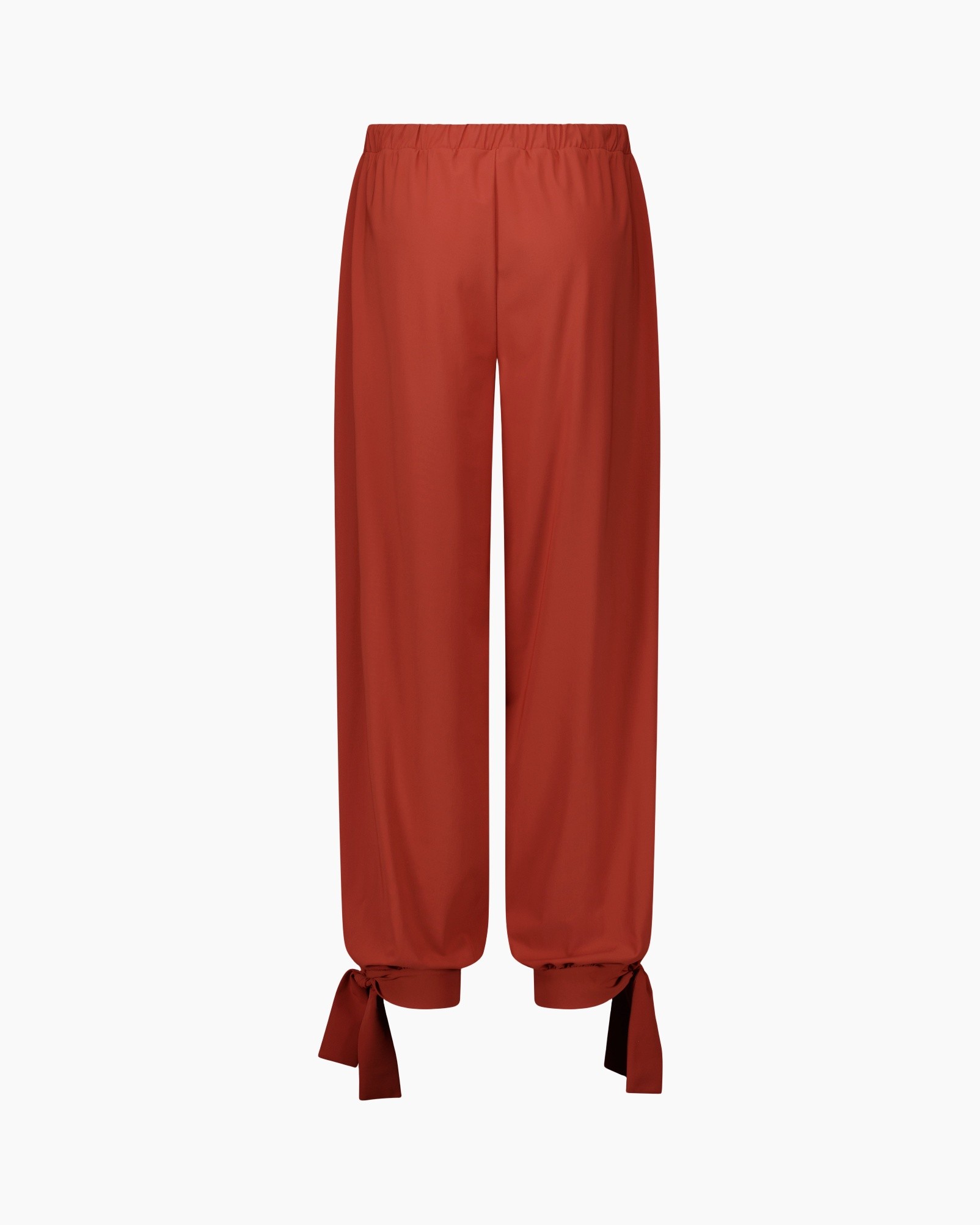 broek, broekjes, rood, touwsluiting, enkellange bindstrings