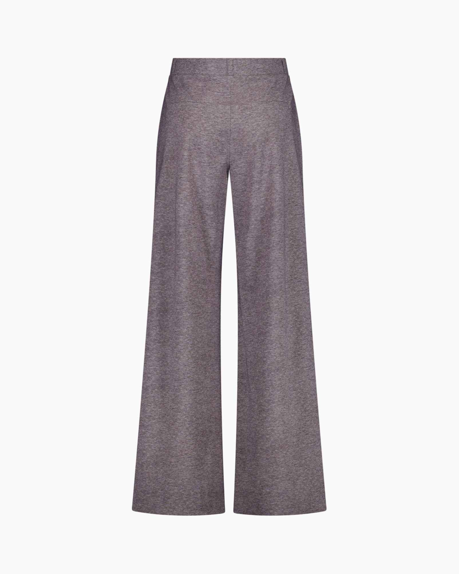 broek met wijde pijpen, hoge taille, gemêleerd grijs, gebreide stof