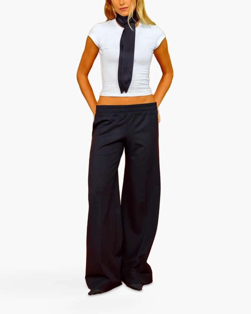 broek, wijd, zwart, elastische-band, top met sjaal