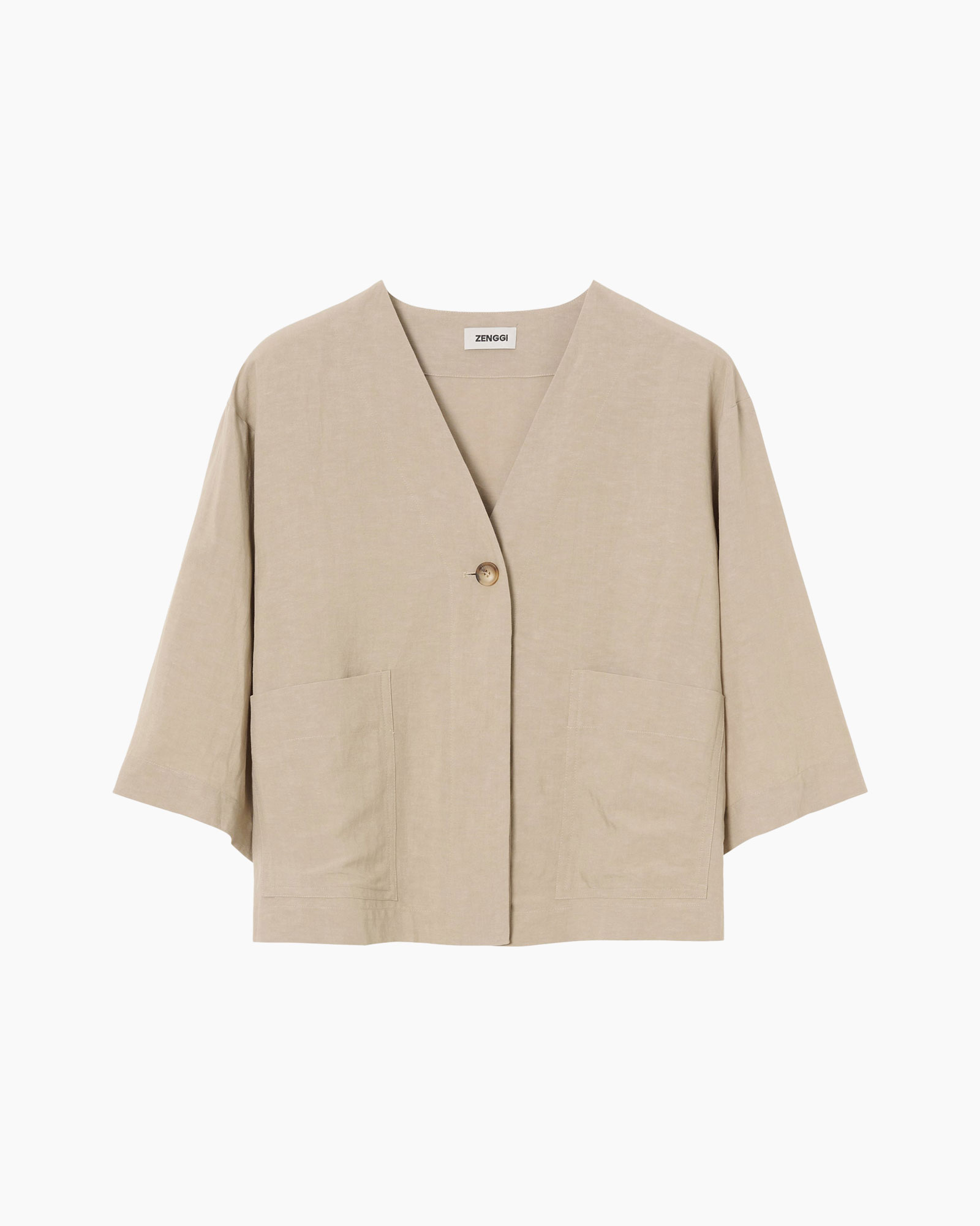 Vest Fine Linen Visc Khaki