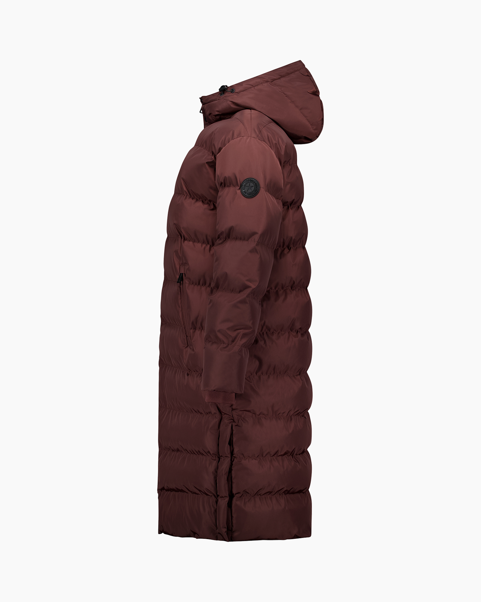 donsjas, lange jas, kaptrui, gesealde patchen, warmte