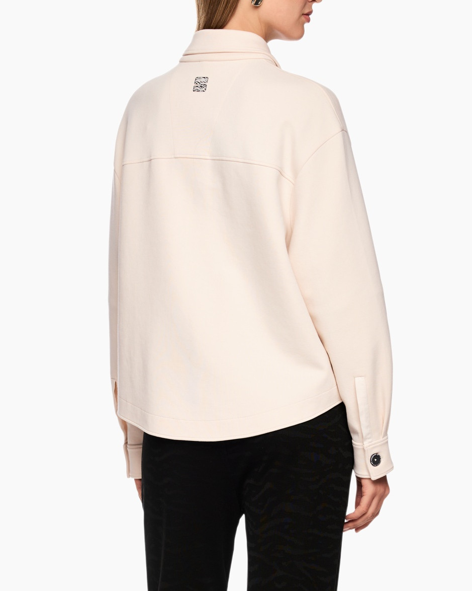 jacket, shirt jacket, button-front, pocketed, beige