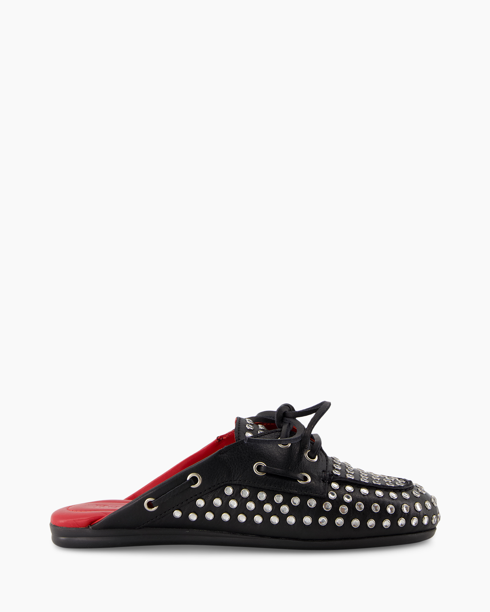 slip-on, loafers, studded, zwart, rood-zool