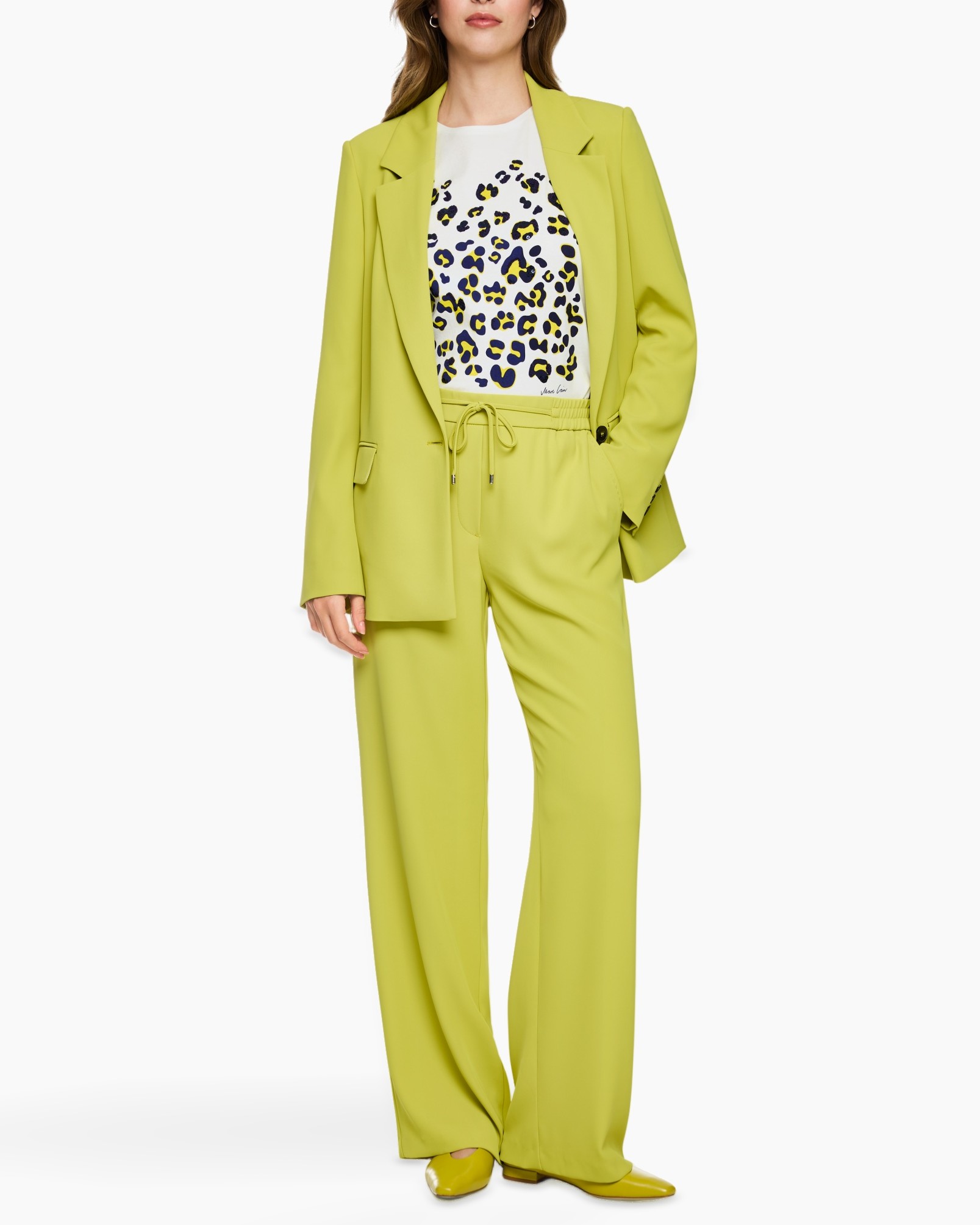 pak, broek, blazer, limegroen, leo-print