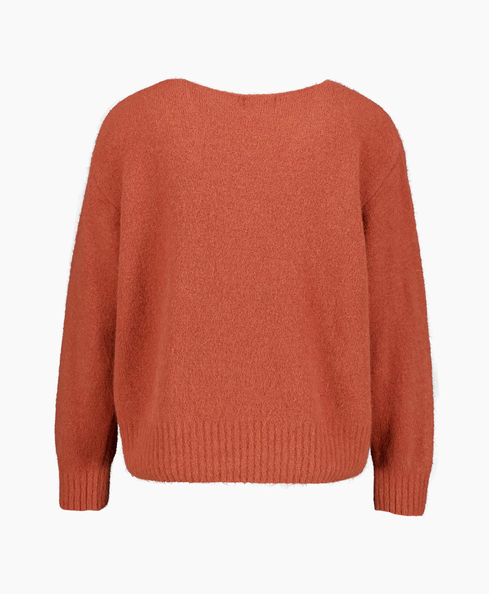 Trui, pullover, brei, oranje, v-hals