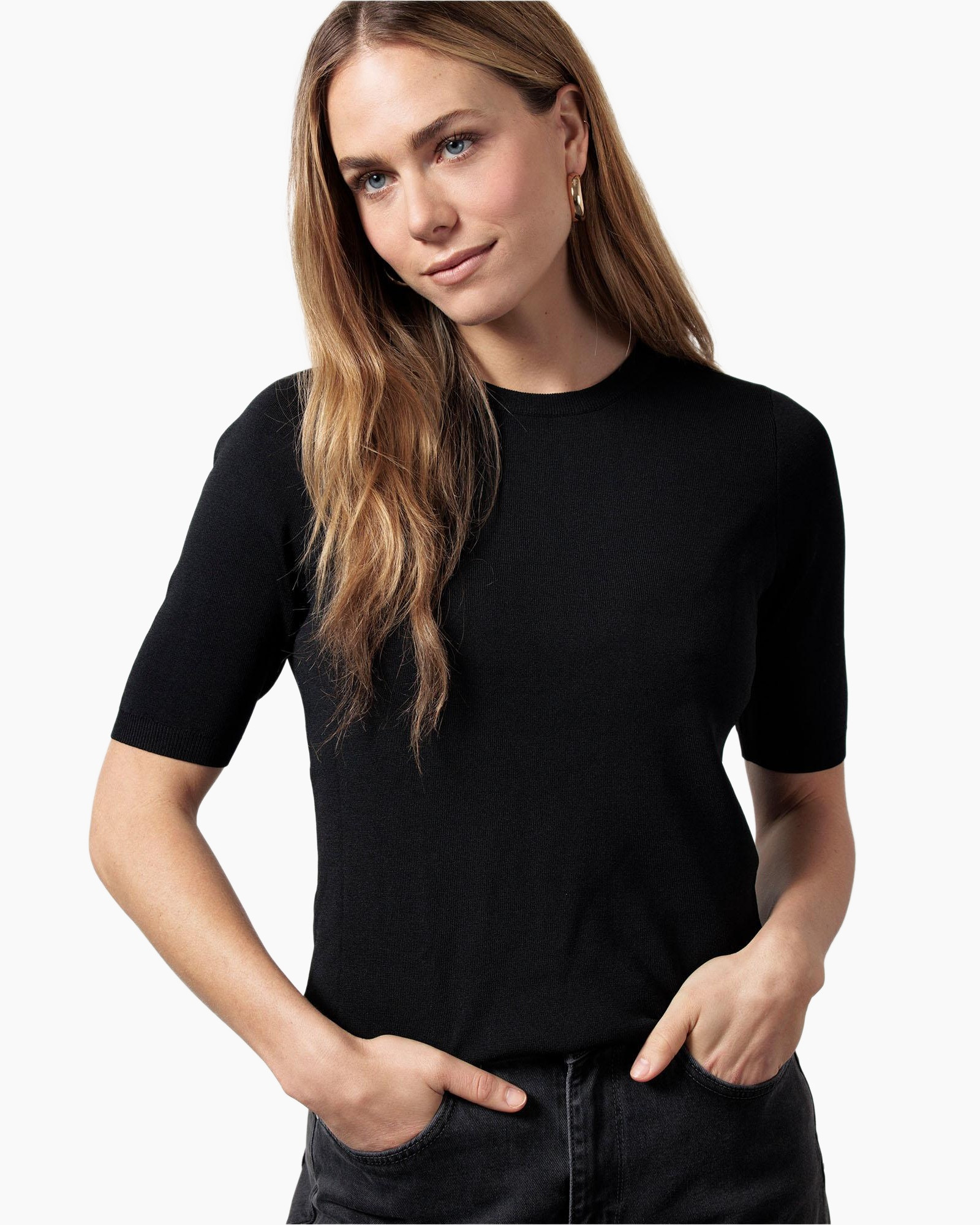 Pullover Lana Ssl Solid Pullover Zwart dessin