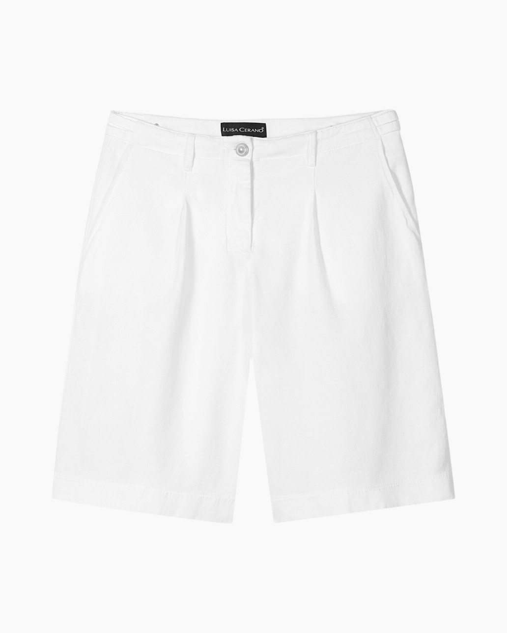 shorts, white, linen, belted?, pocketed