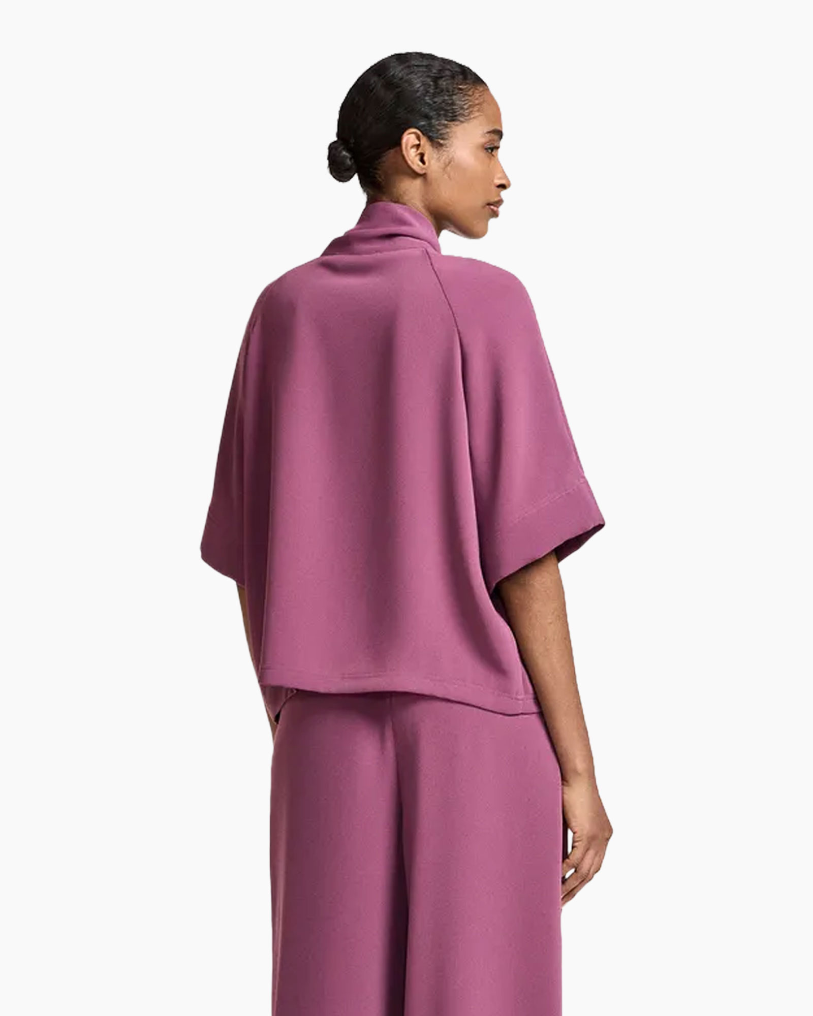 top, blouse, magenta, nekband, wijd sleeve
