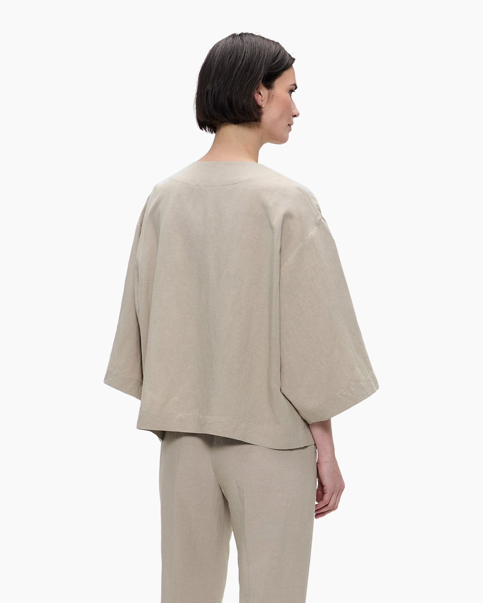 Vest Fine Linen Visc Khaki