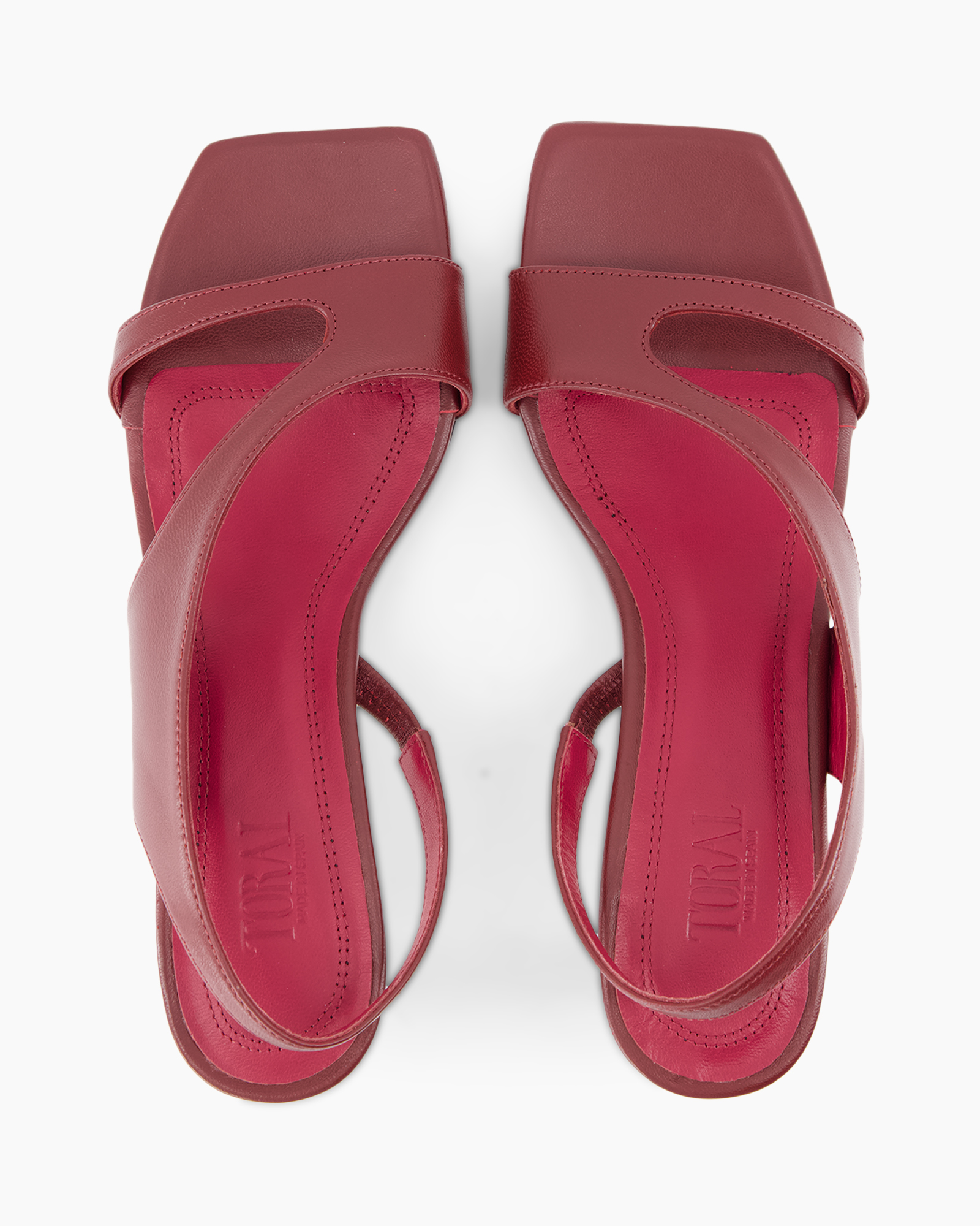 sandalen, rood, open toe, plat, leer