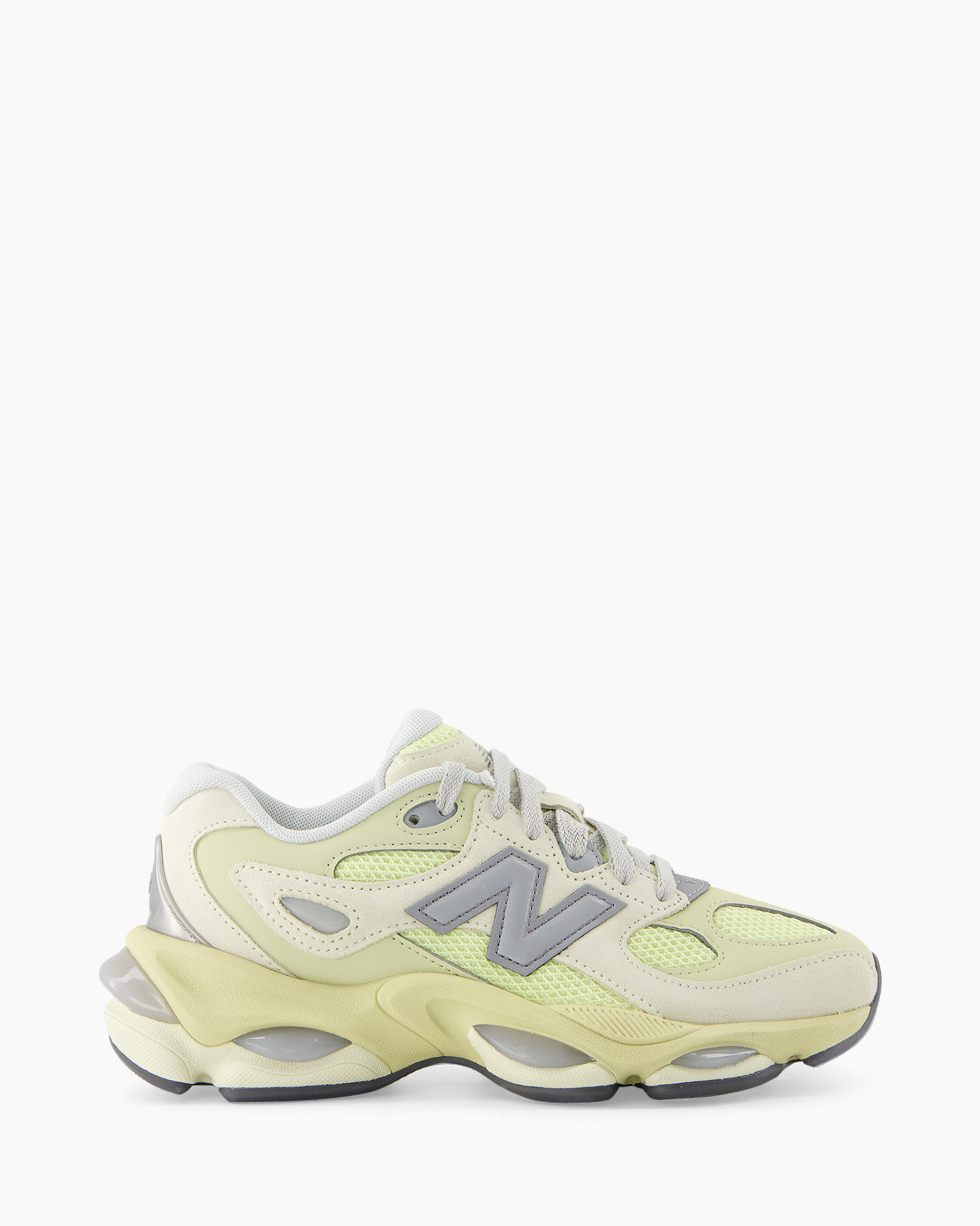 sneaker, hardloopschoen, mesh, lime, lichtgrijs