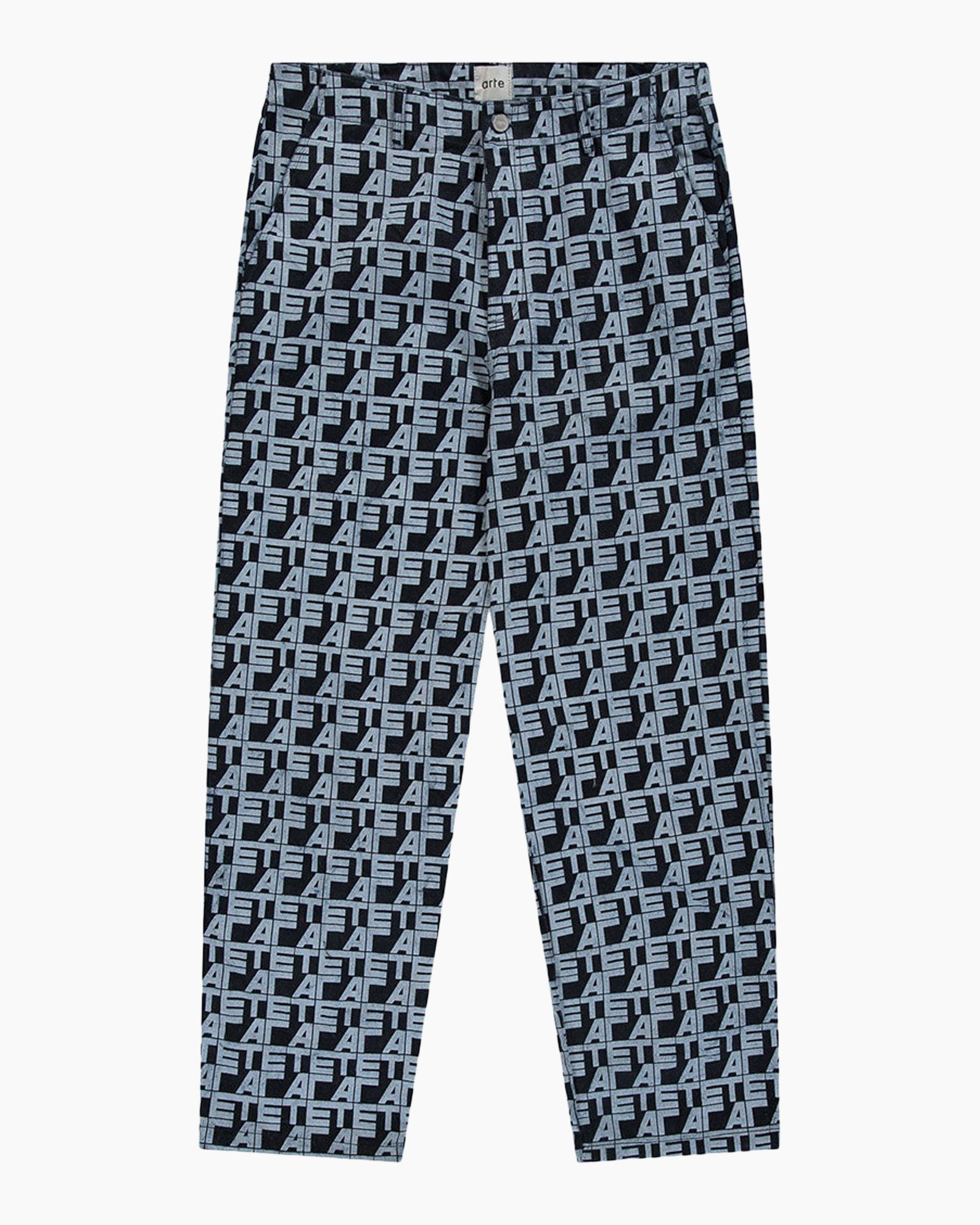 broek, patroon, allover print, slanke pasvorm, trekkoord