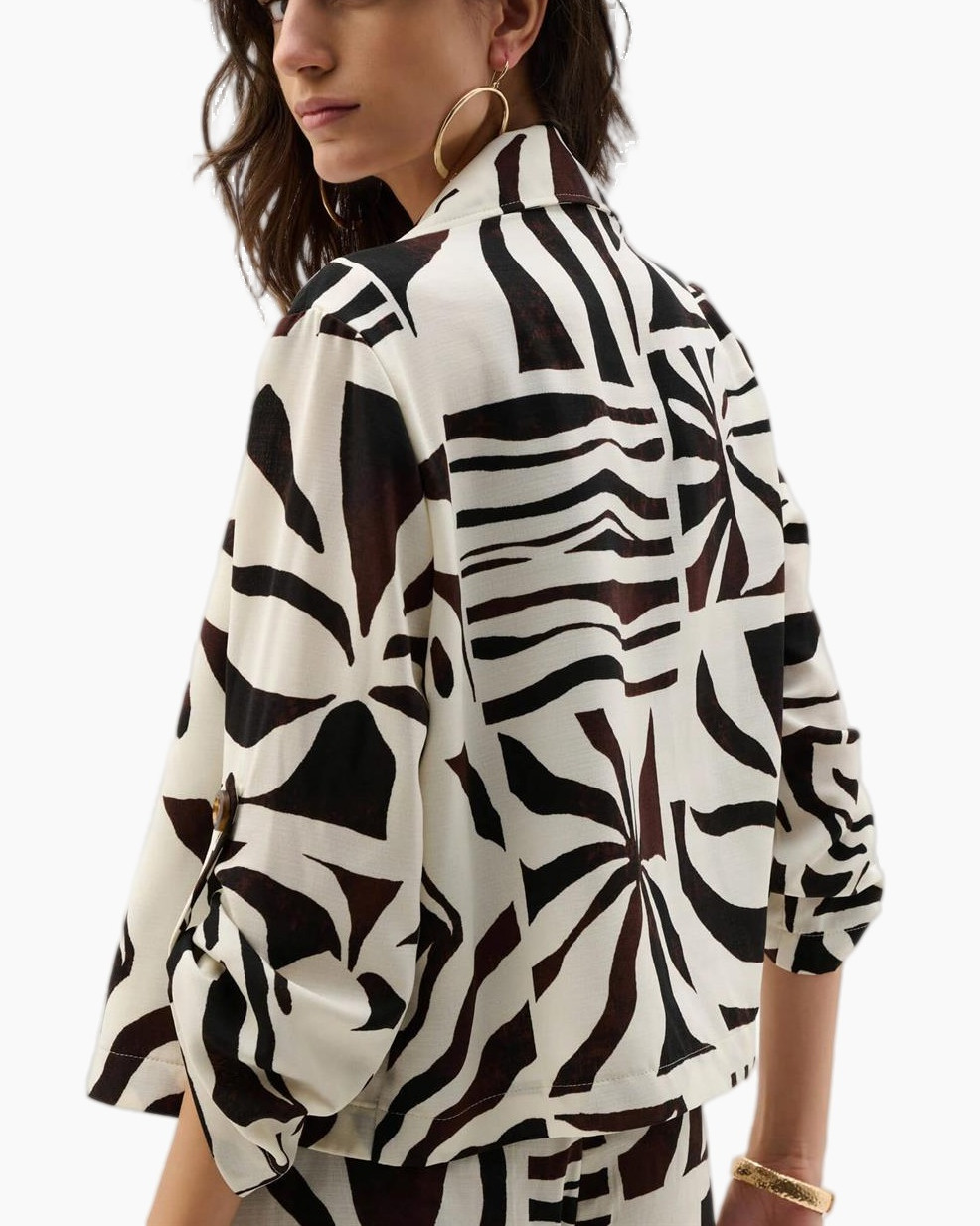 jas, blouse, kimono, monochroom, abstract patroon