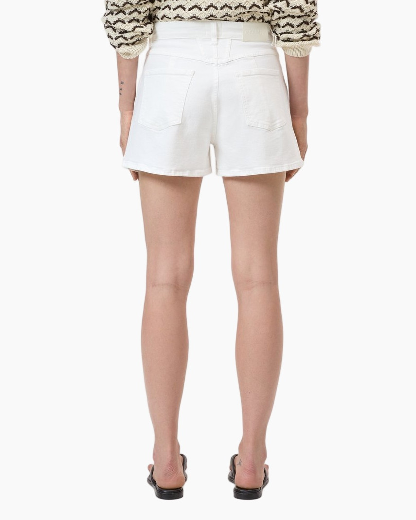 shorts, white, denim, lightweight,  pull-on?, belt, -