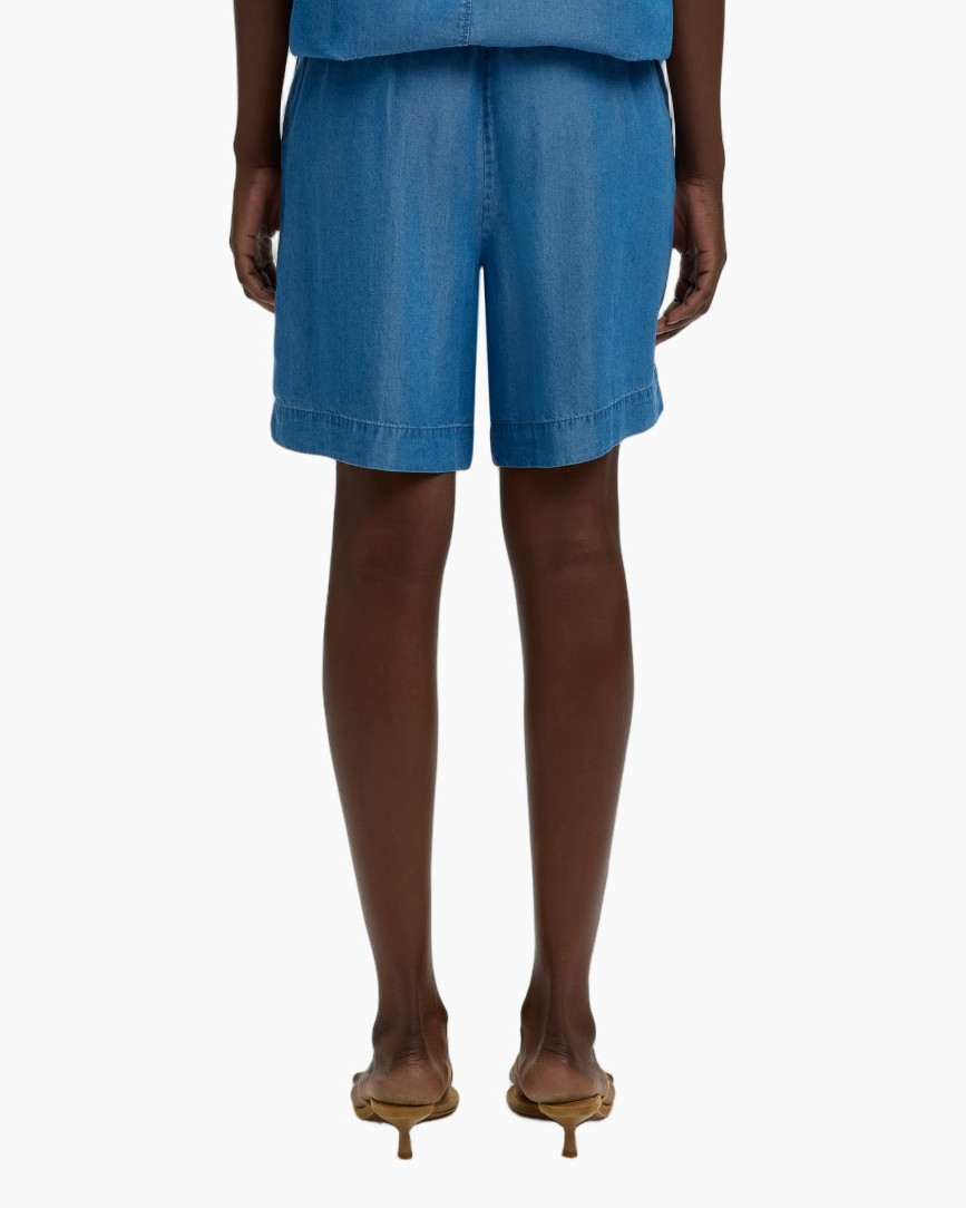 shorts, denim, blue, drawstring, toe-strap sandals