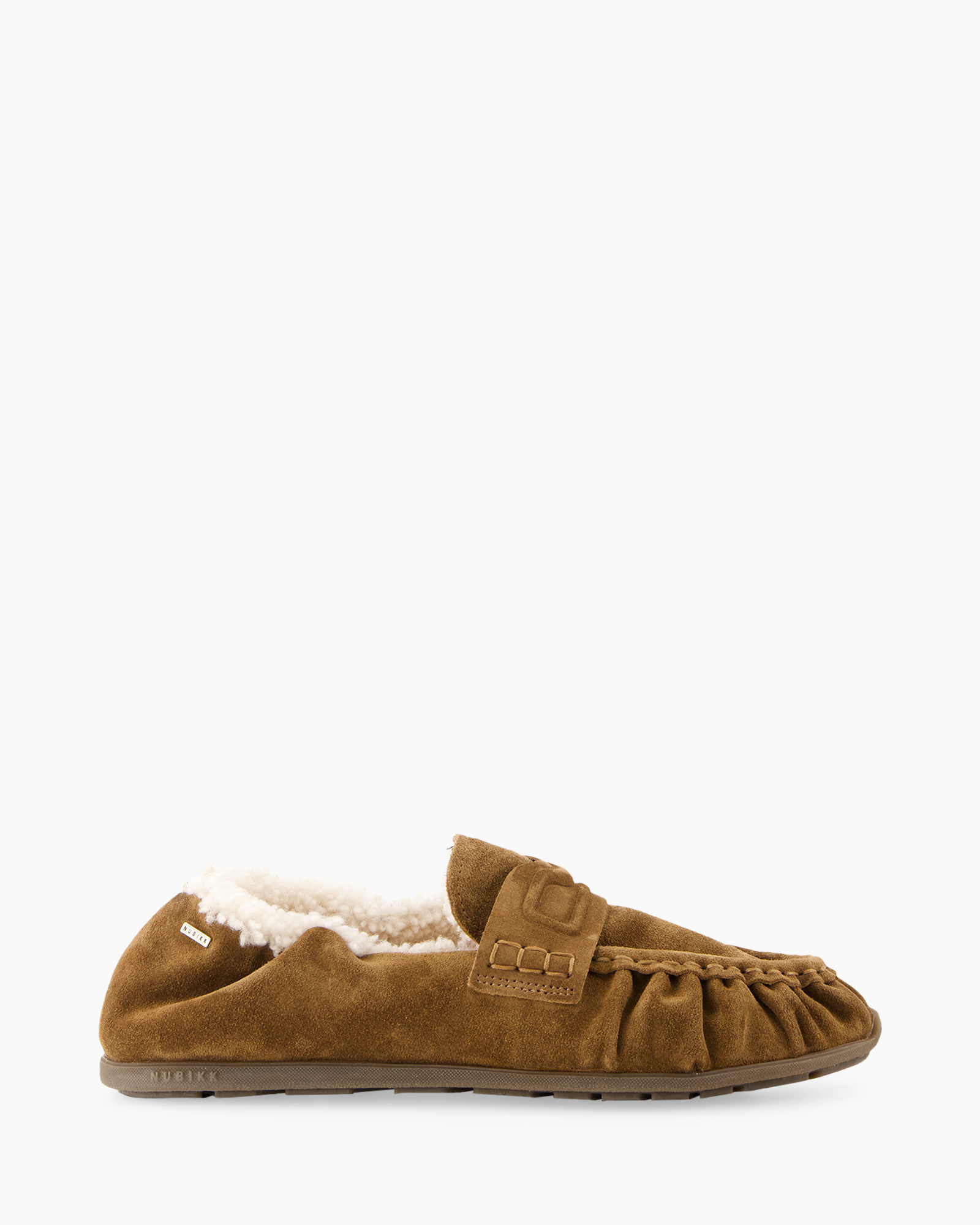 slofjes, mocassin, bruin, schapenleren voering, slip-on