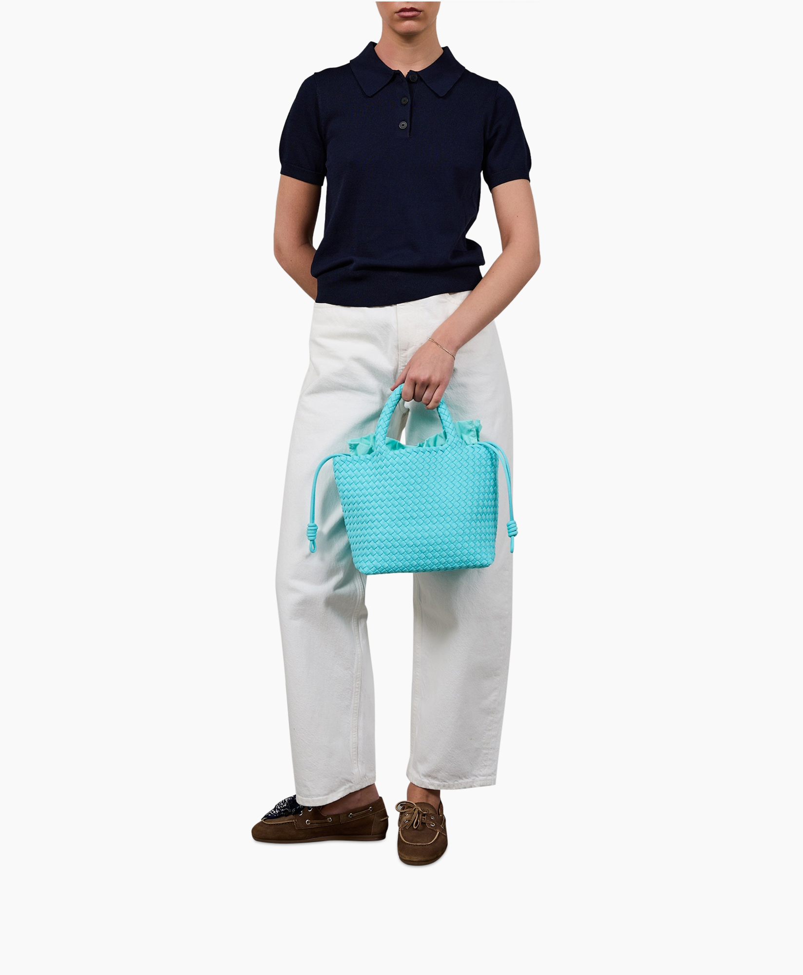 portemonnee, tas, geweven, turkoois, handtas