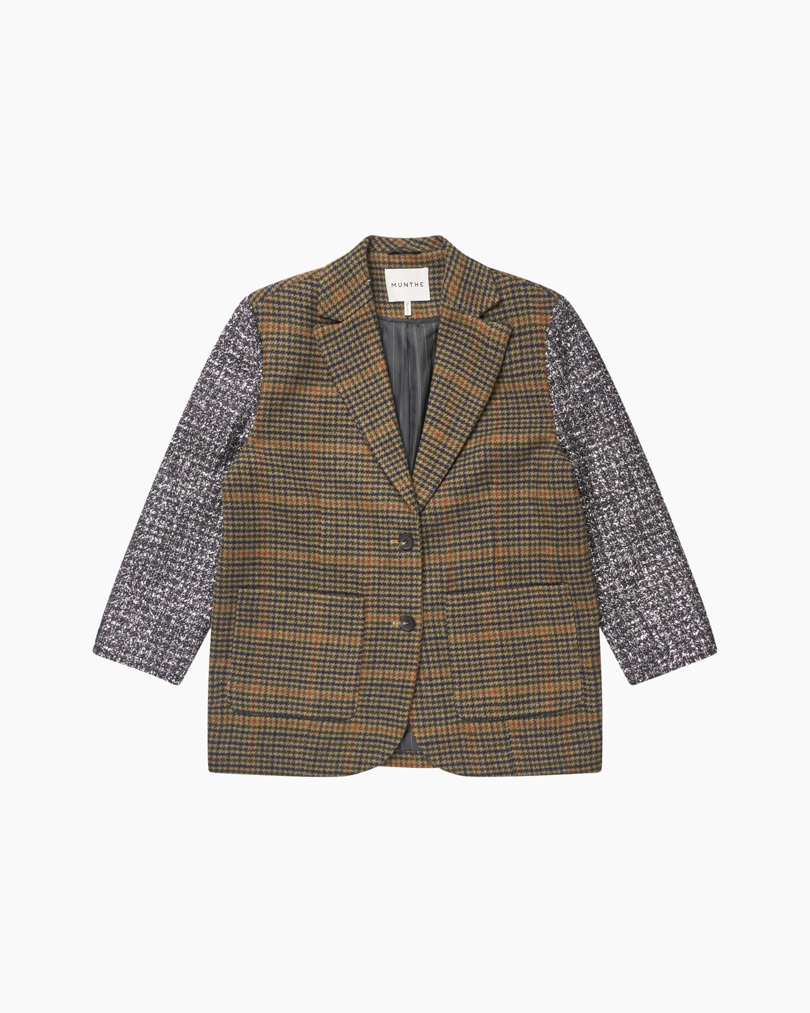 blazer, tweekleurig, haeringbone, geruit, revers