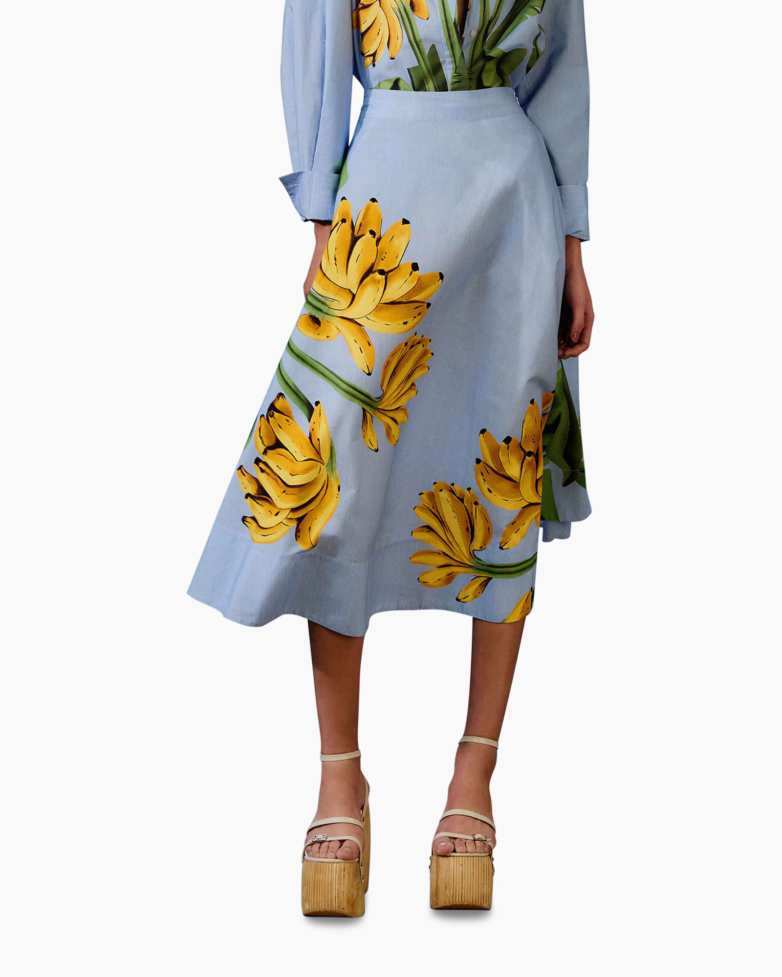 Midi Rok Banana Licht Blauw
