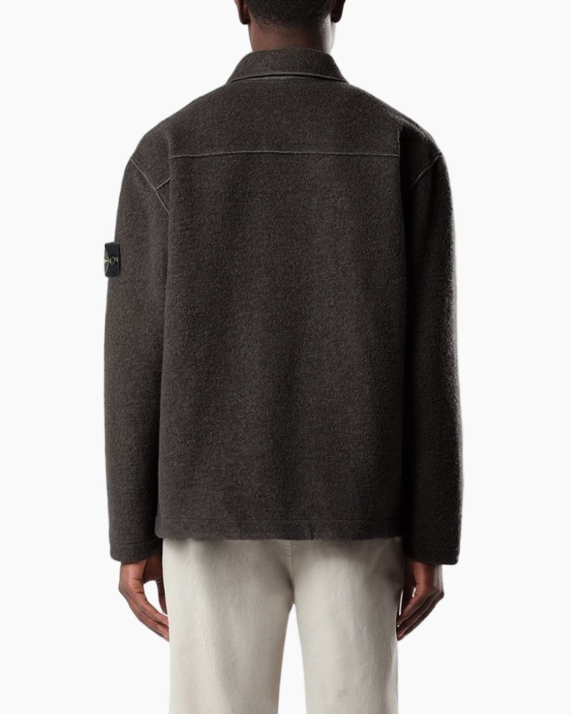 overhemdjas, overshirt, donkergrijs, knopen front, patchzak