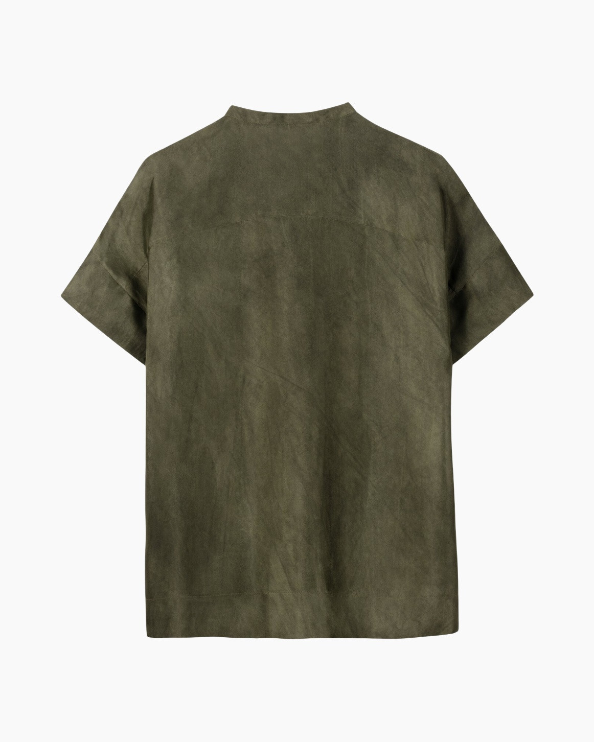 t-shirt, korte mouwen, olijfgroen, linnen, effen