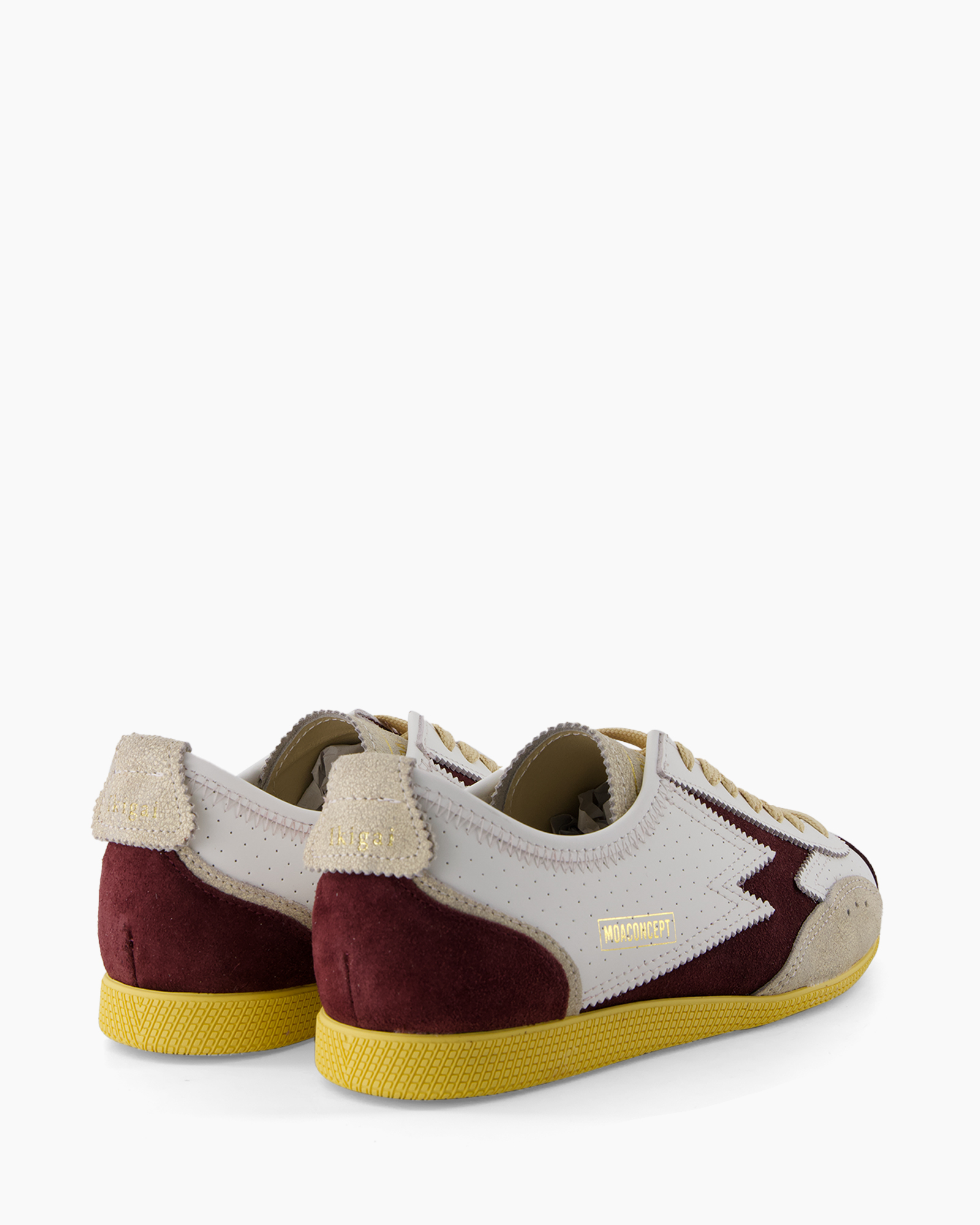sneakers,  suede, yellow sole, white panel, contrast heel
