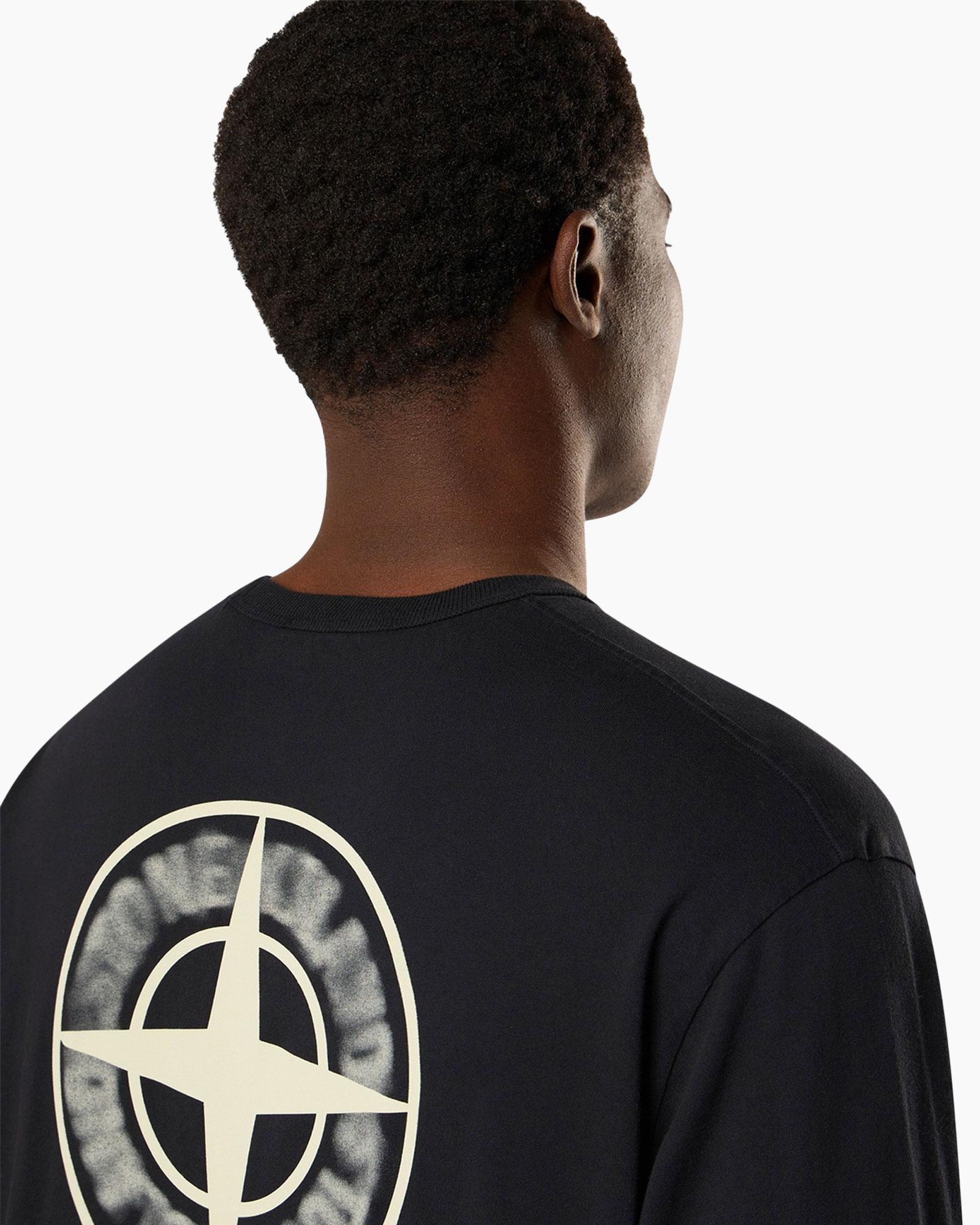 t-shirt, grafisch, zwart, achterkant, logo