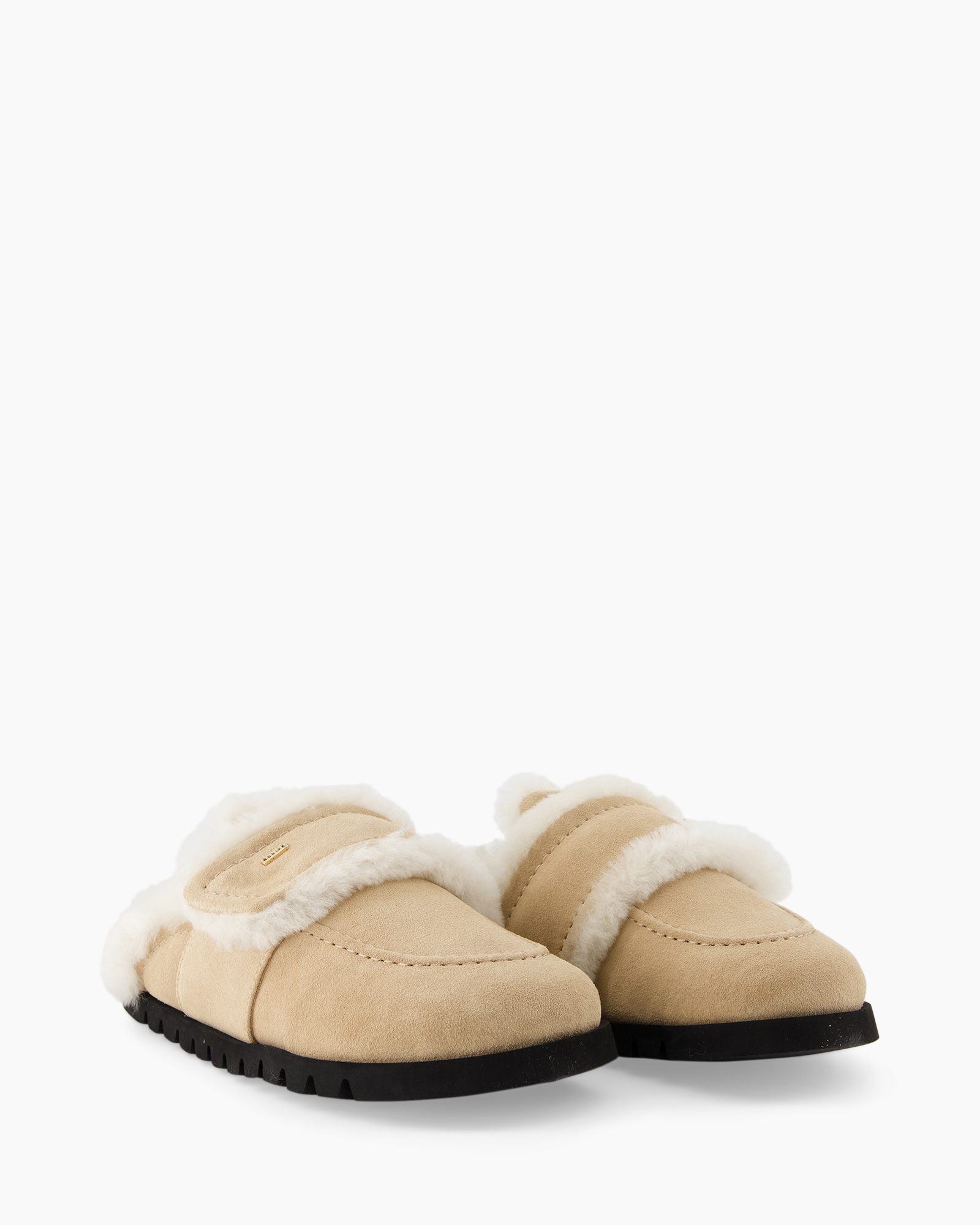 pantoffels, mocassin, shearling, beige, slip-on