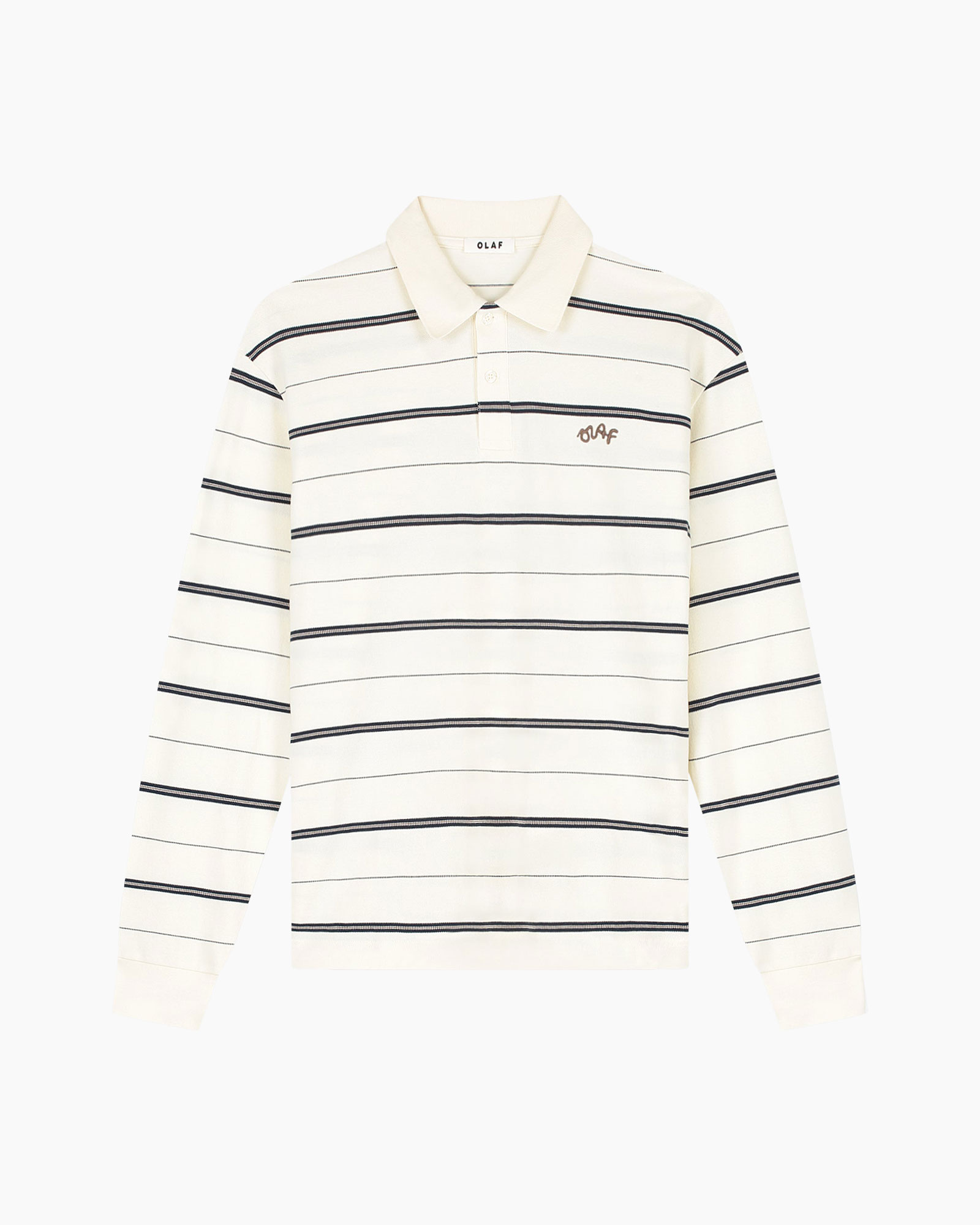poloshirt, gestreept, lounge mouw, crème, borduring logo