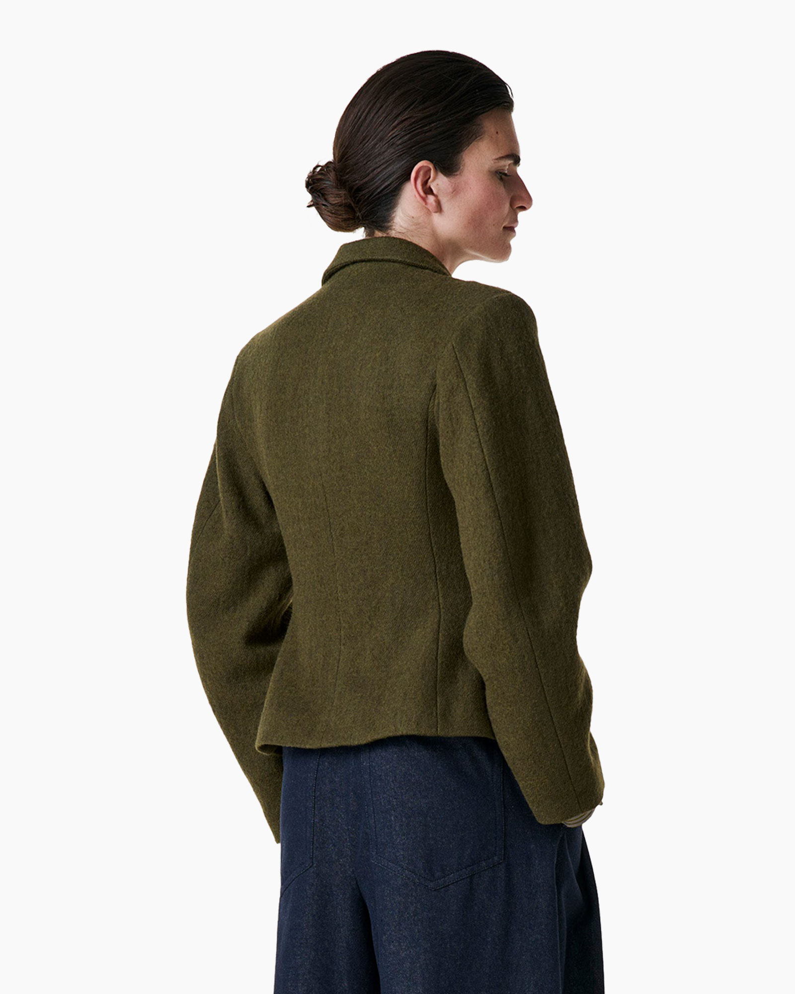 blazer, blazer wol, groen olijf, enkele rij knopen, knopen