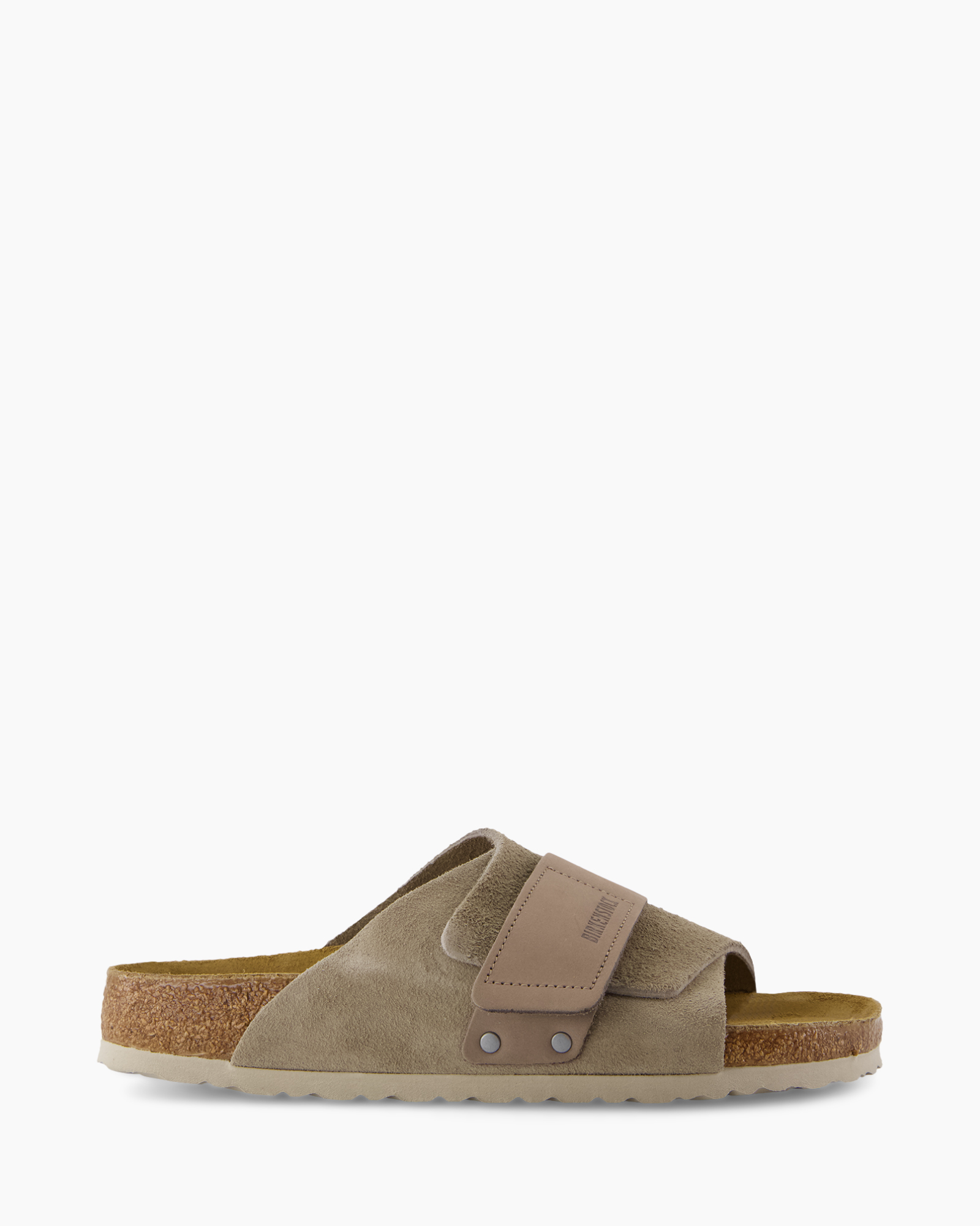 pantoffel, sandalen, open-toe, twee-band, suede