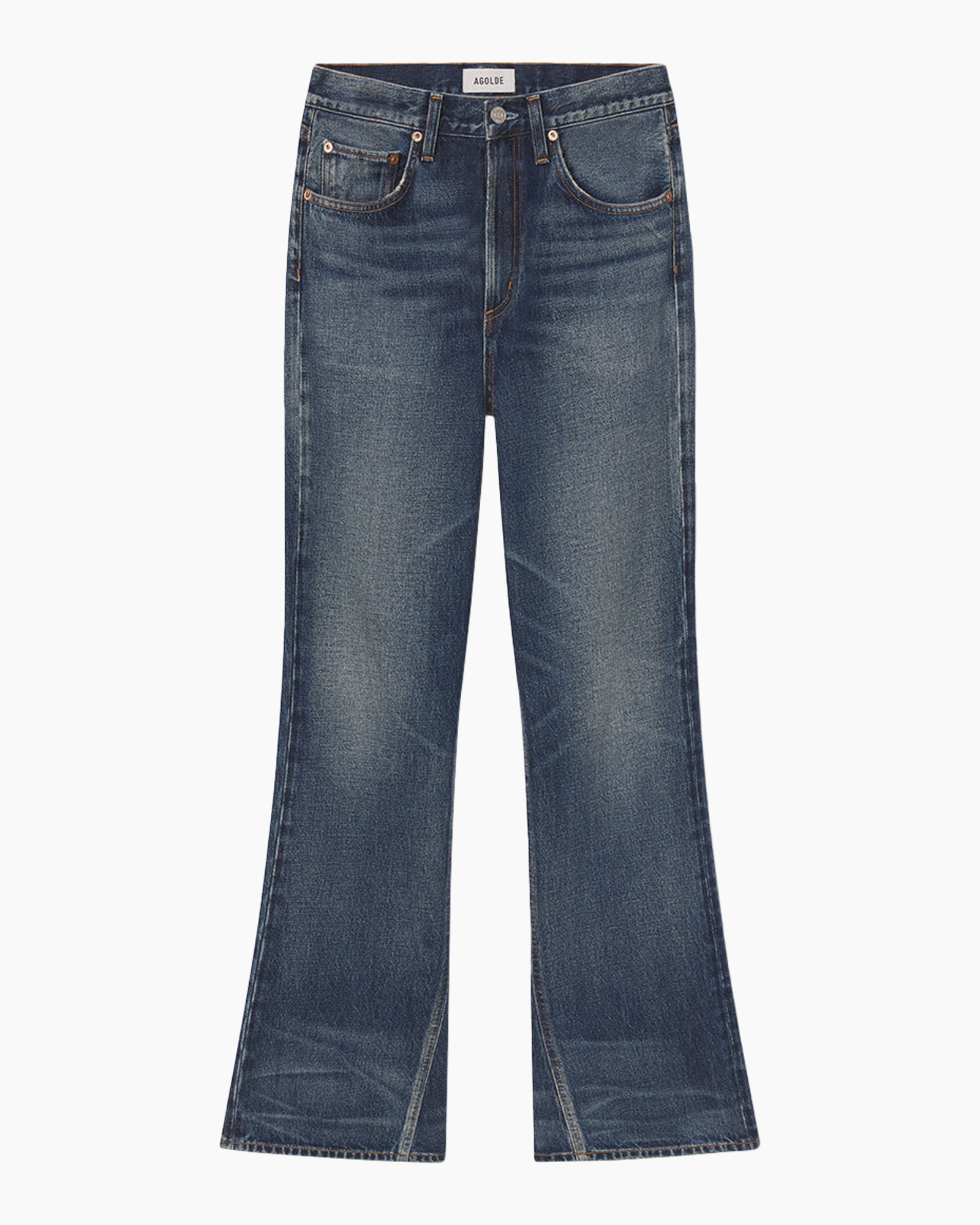 spijkerbroek, denim, broek, bootcut, lichtgewassen