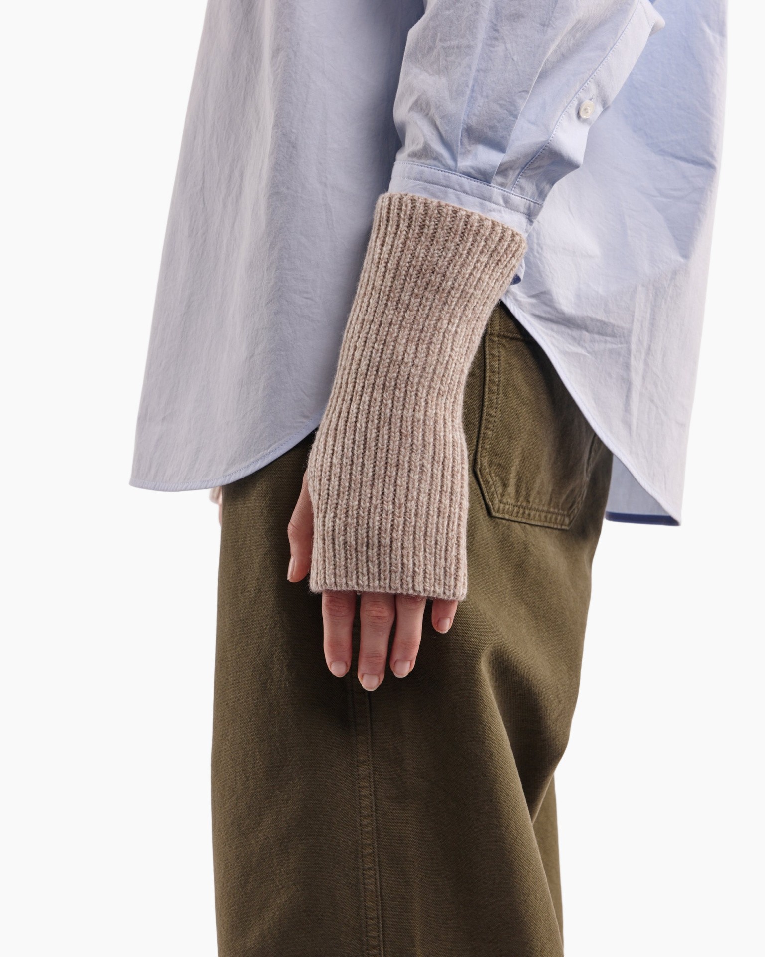 armwarmers, kousenmouw, beige, weglabeled, lange mouwextensie