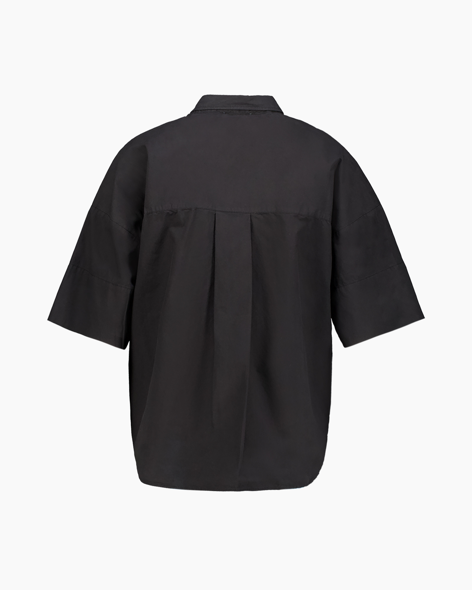 shirt, button-down, short-sleeve, black, kraag