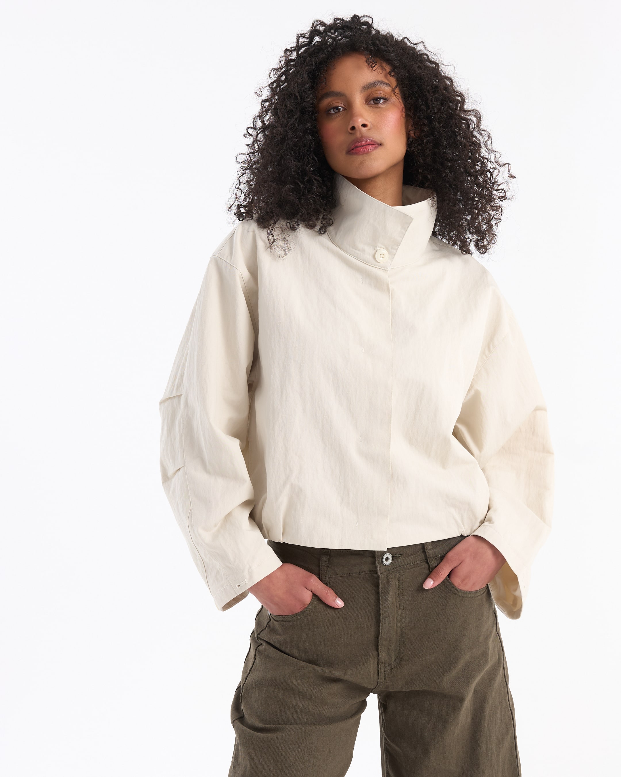 shirt, top, pullover, beige, collared