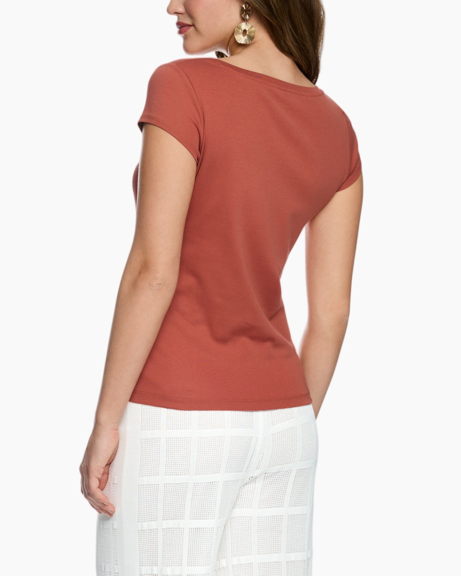 short-sleeve, solid, crew-neck, terracotta, t-shirt