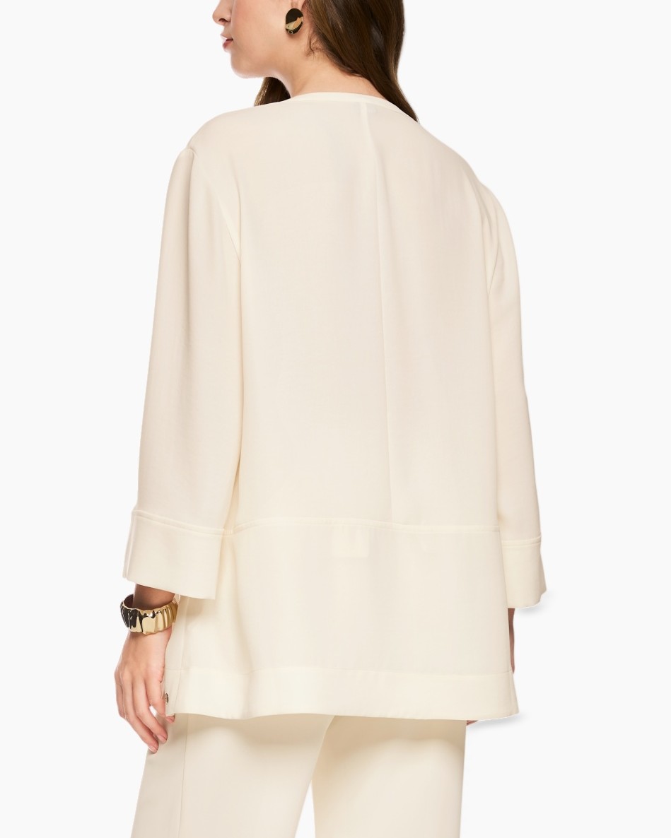blouse, crème, lange mouwen, V-vormige halslijn, zachte stof