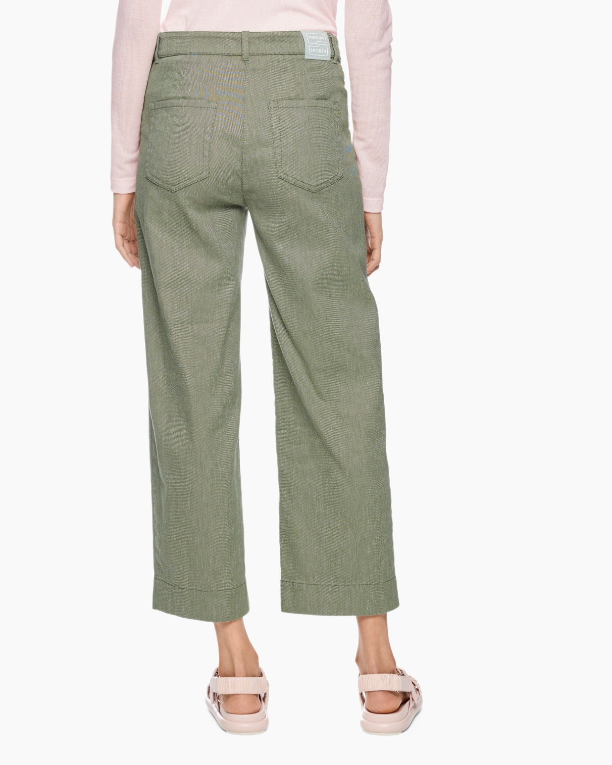 pants, wide-leg, linen blend, olive green, pink belt