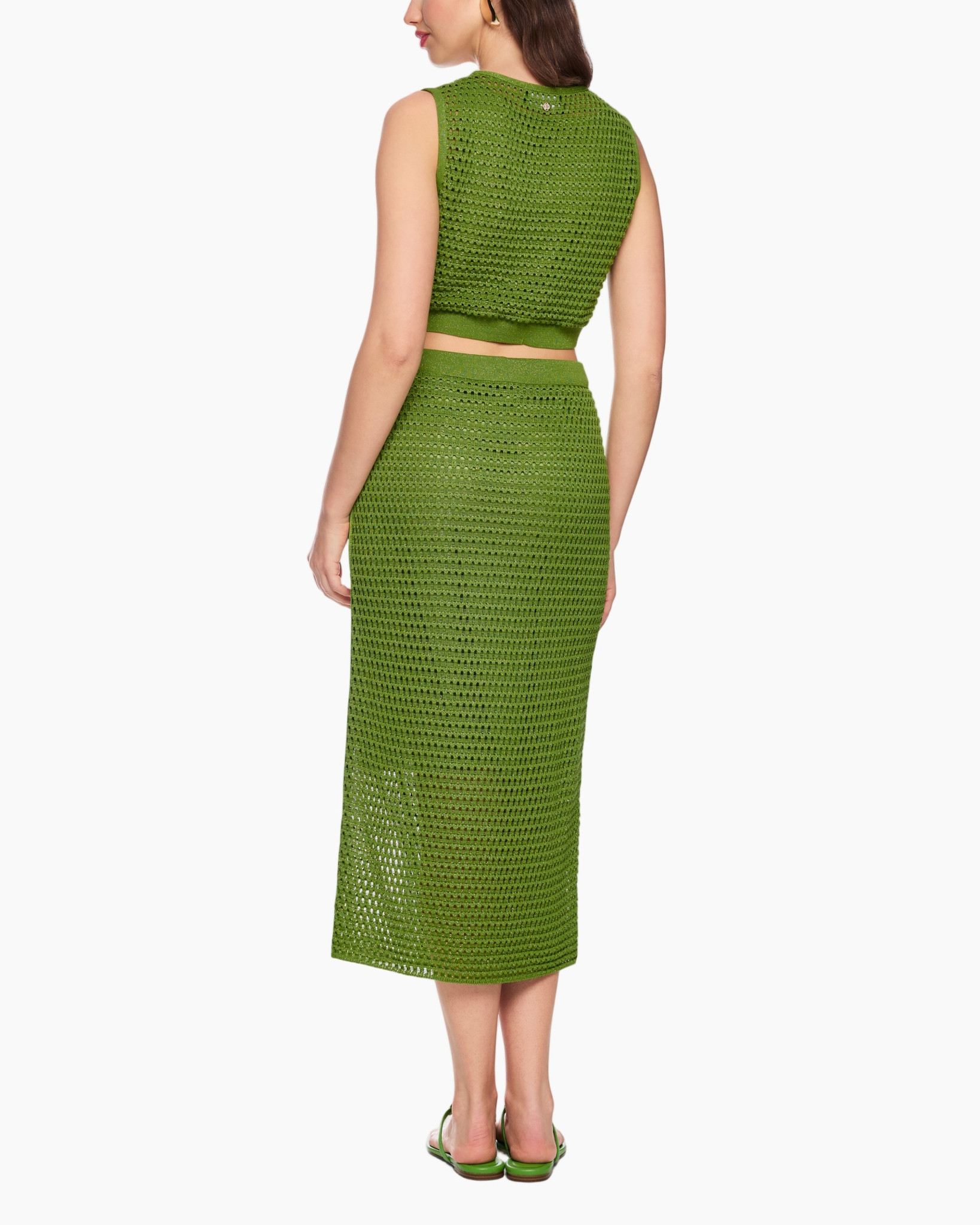 groene jurk, brei jurk, korte top, midi lengte, tweedelige set