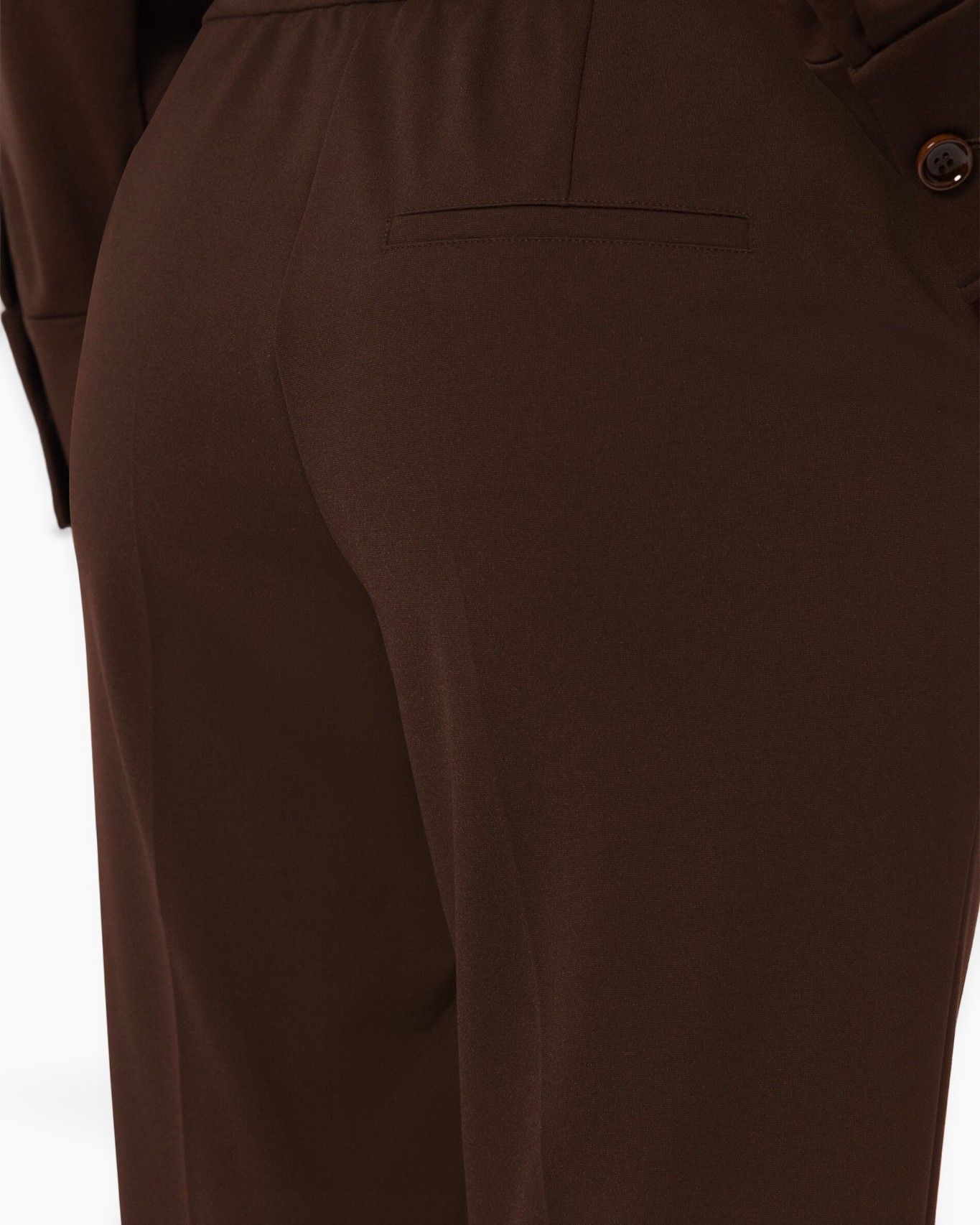 broek, broeken, achterzak, bruin, stof